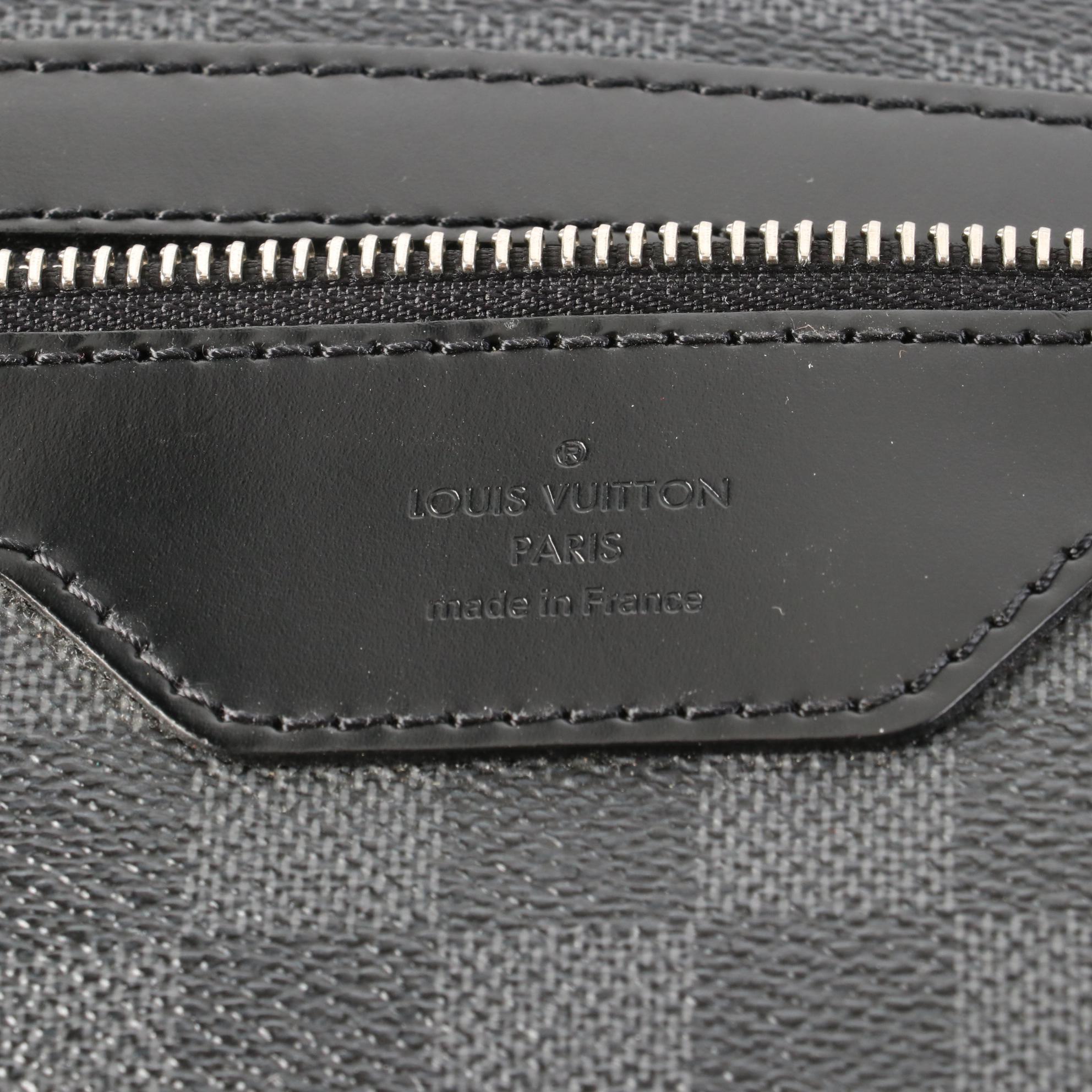 Louis Vuitton Renzo Messenger Bag Damier Graphite Canvas and Black Leather