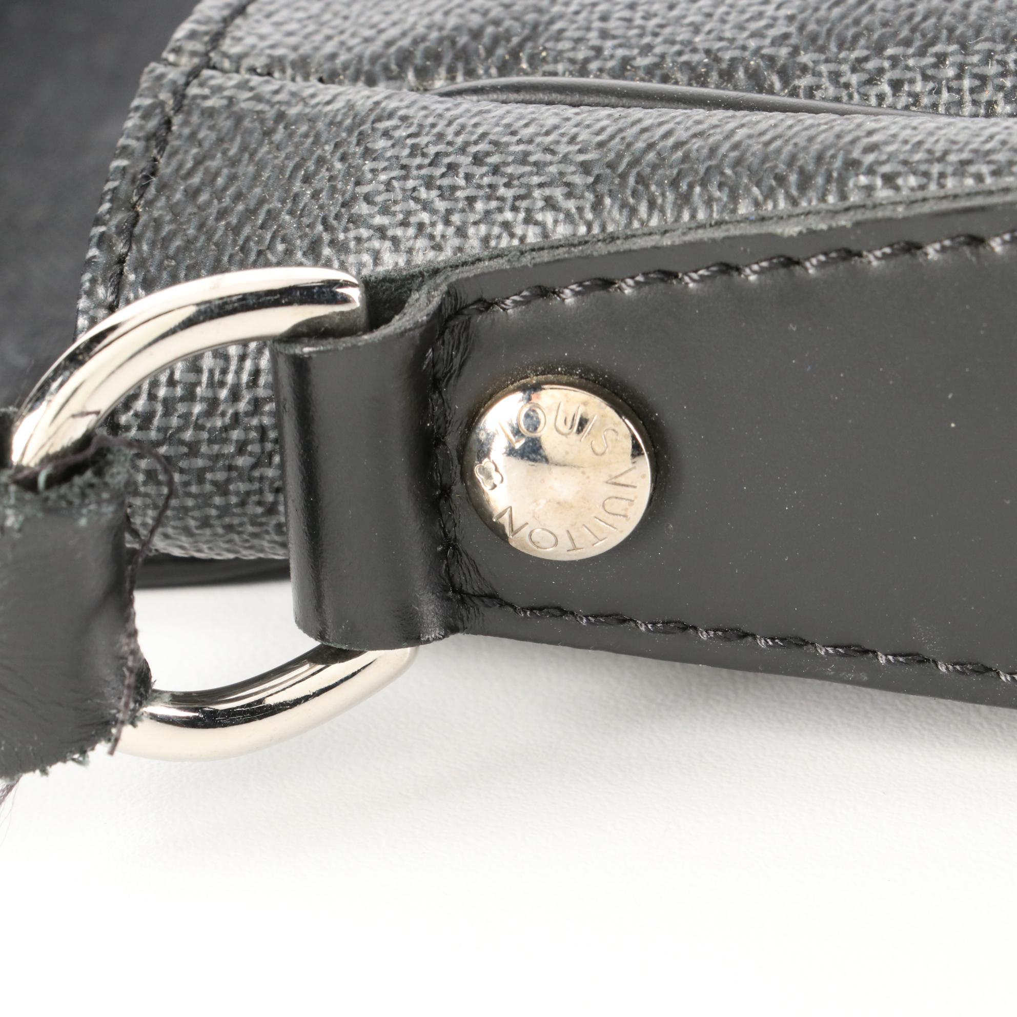 Louis Vuitton Renzo Messenger Bag Damier Graphite Canvas and Black Leather