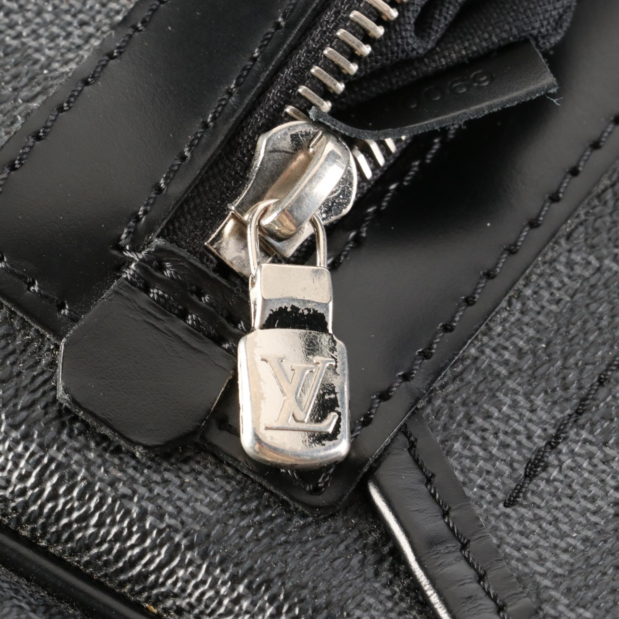 Louis Vuitton Renzo Messenger Bag Damier Graphite Canvas and Black Leather