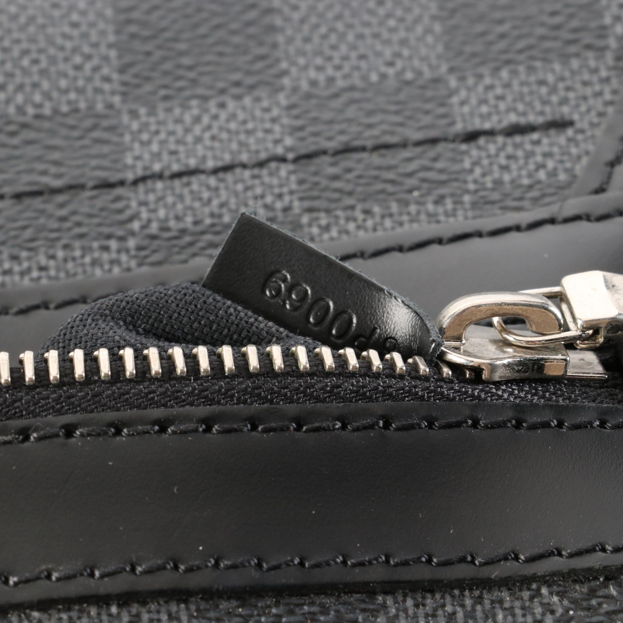 Louis Vuitton Renzo Messenger Bag Damier Graphite Canvas and Black Leather