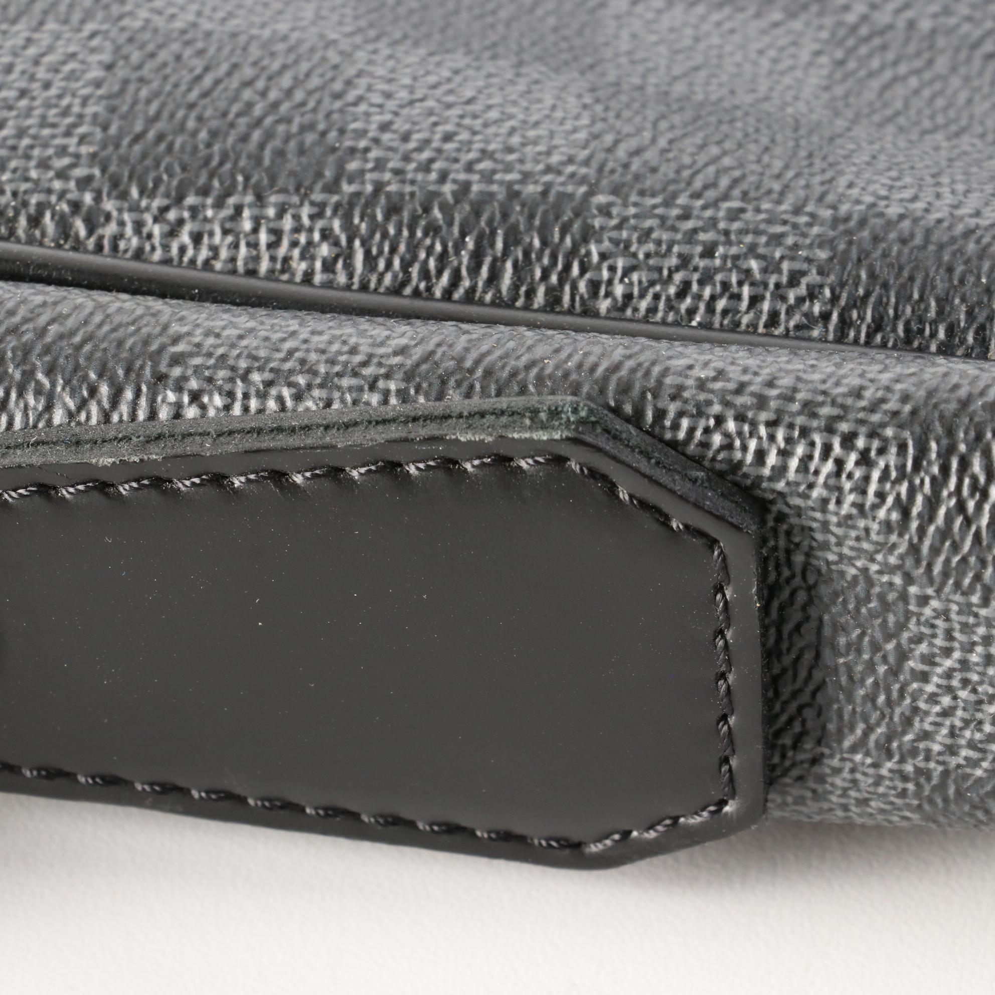 Louis Vuitton Renzo Messenger Bag Damier Graphite Canvas and Black Leather