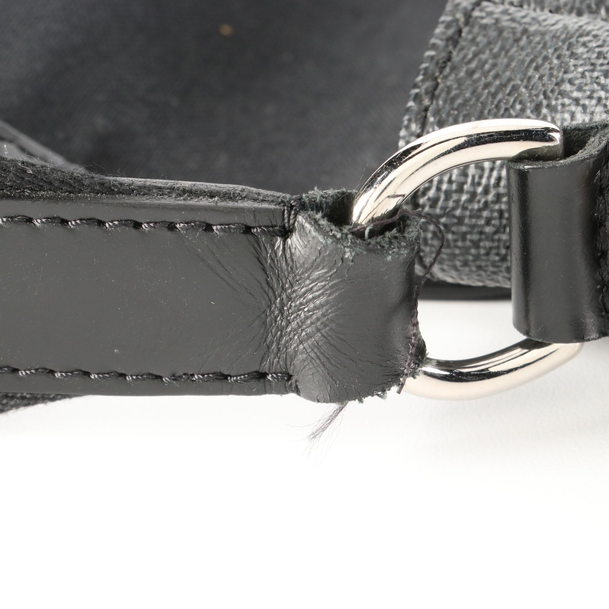 Louis Vuitton Renzo Messenger Bag Damier Graphite Canvas and Black Leather