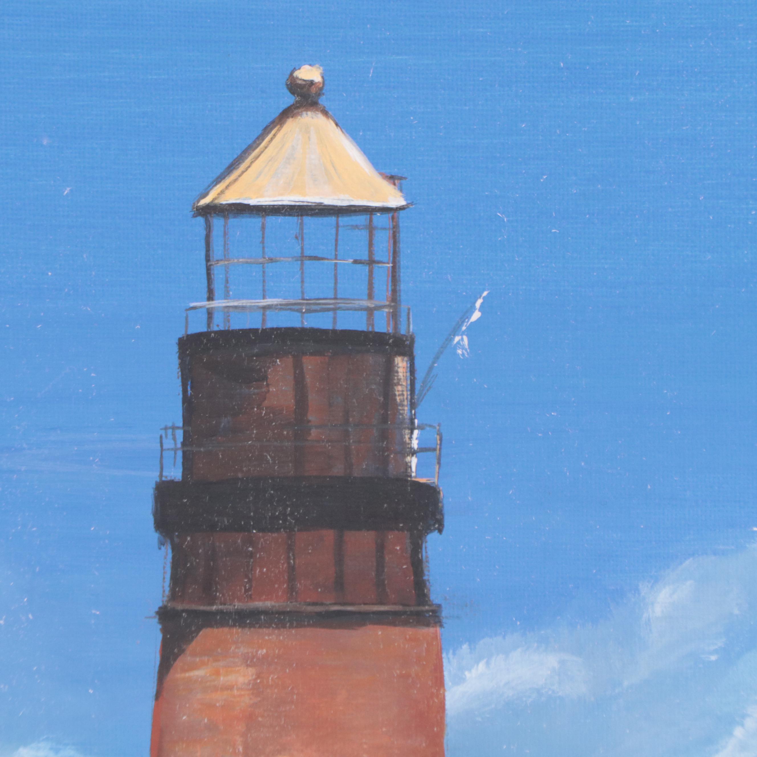 Deborah Coastal Landscape Acrylic Painting of Lighthouse, 2011