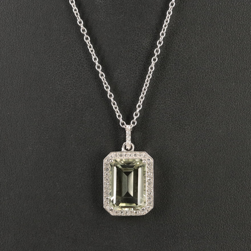 Sterling Prasiolite and Topaz Pendant Necklace