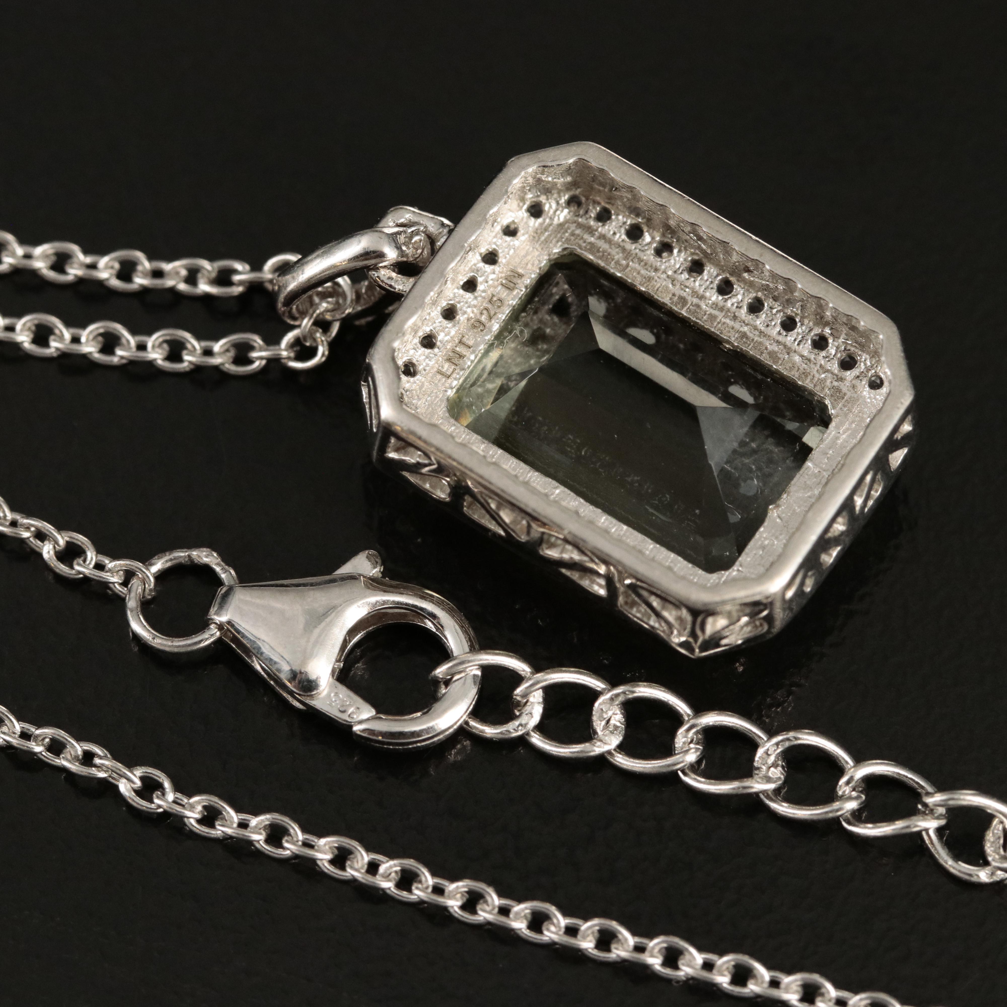 Sterling Prasiolite and Topaz Pendant Necklace