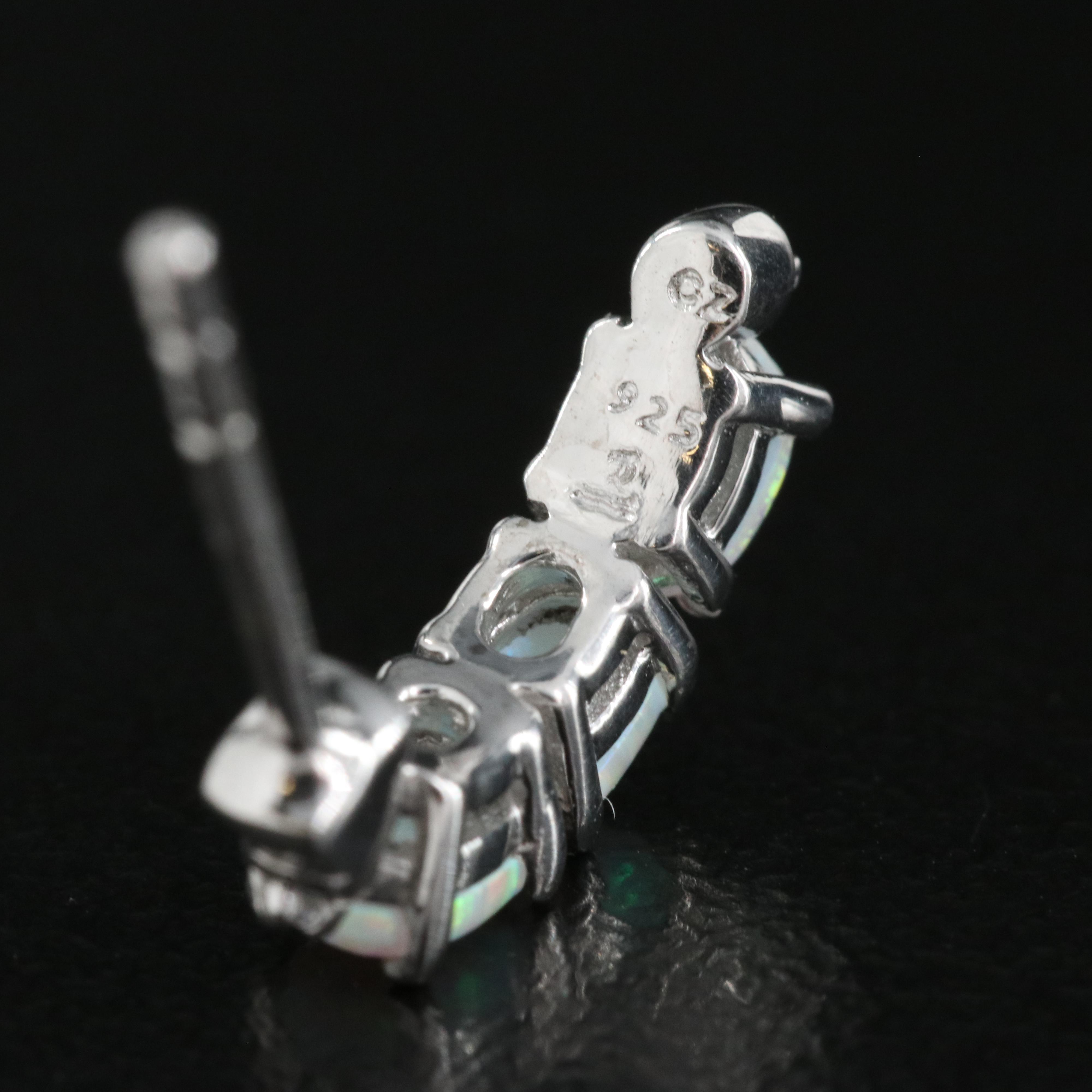 Sterling Lab Grown Opal and Cubic Zirconia Earrings