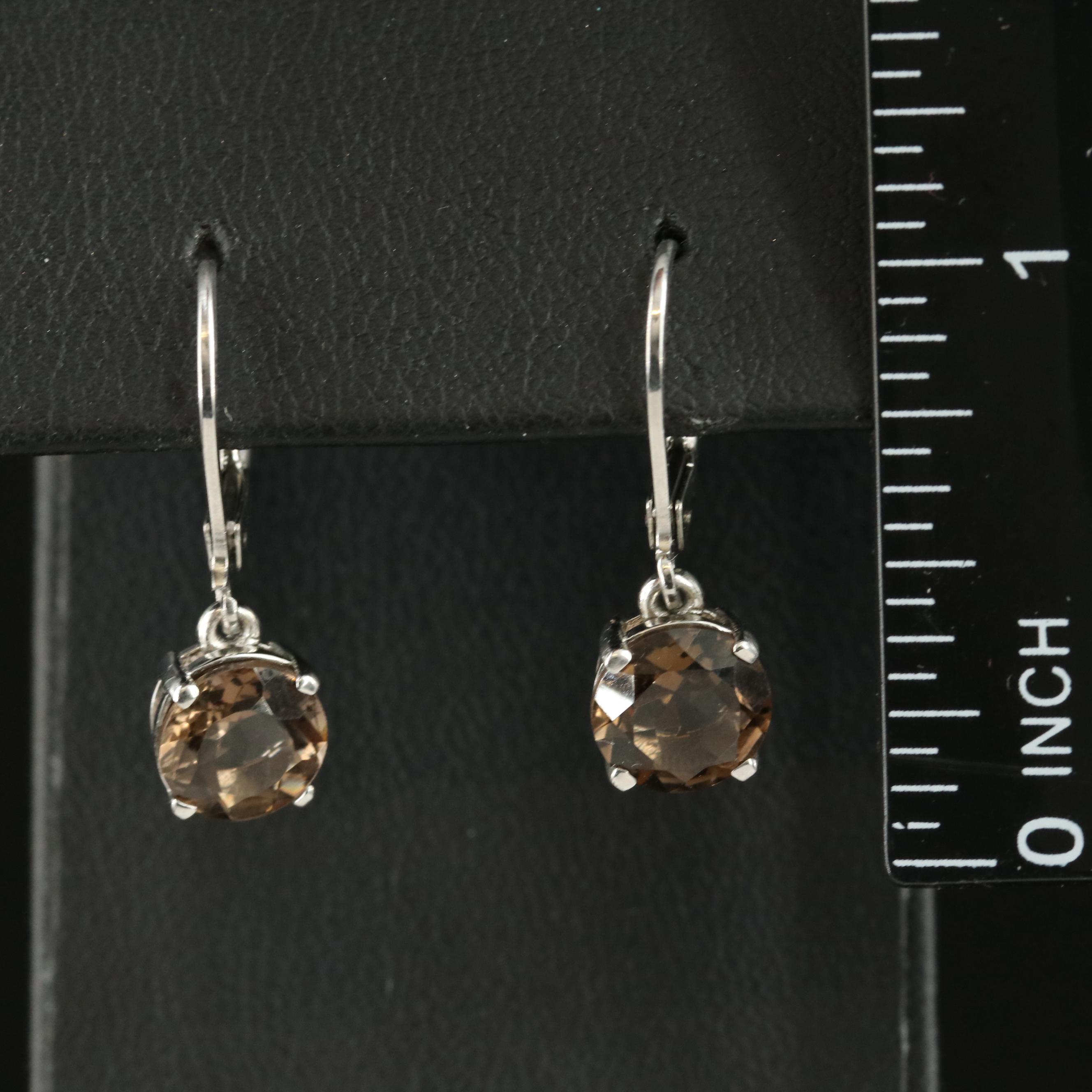 Sterling Smoky Quartz Teardrop Earrings