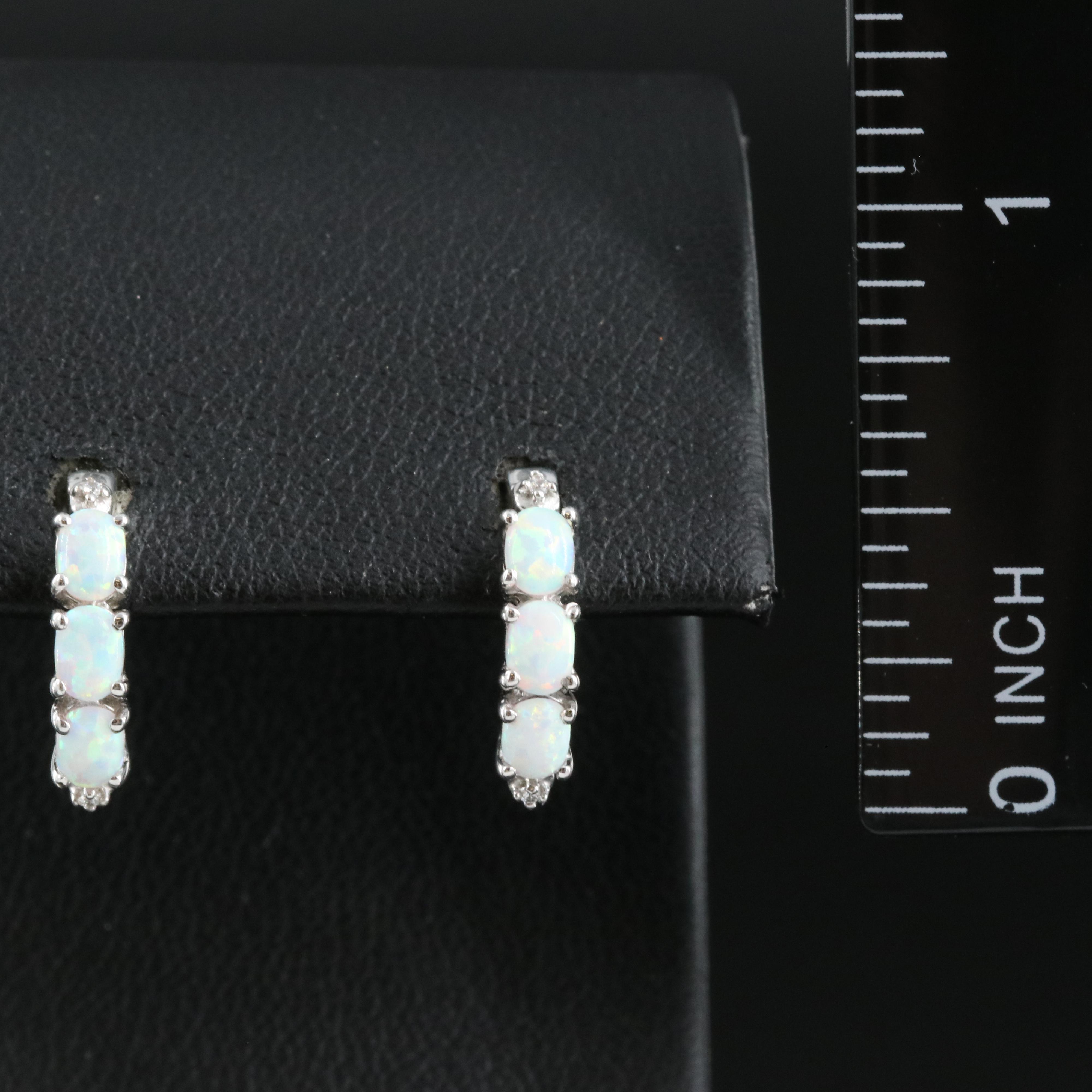 Sterling Lab Grown Opal and Cubic Zirconia Earrings