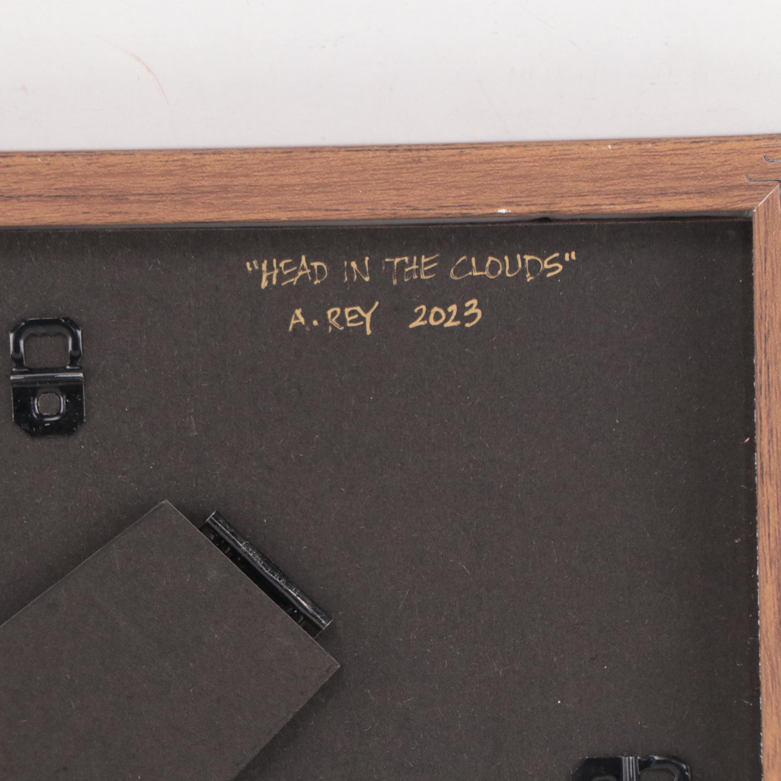 Agnes Rey Cow Portrait Oil Painting "Head in the Clouds," 2023