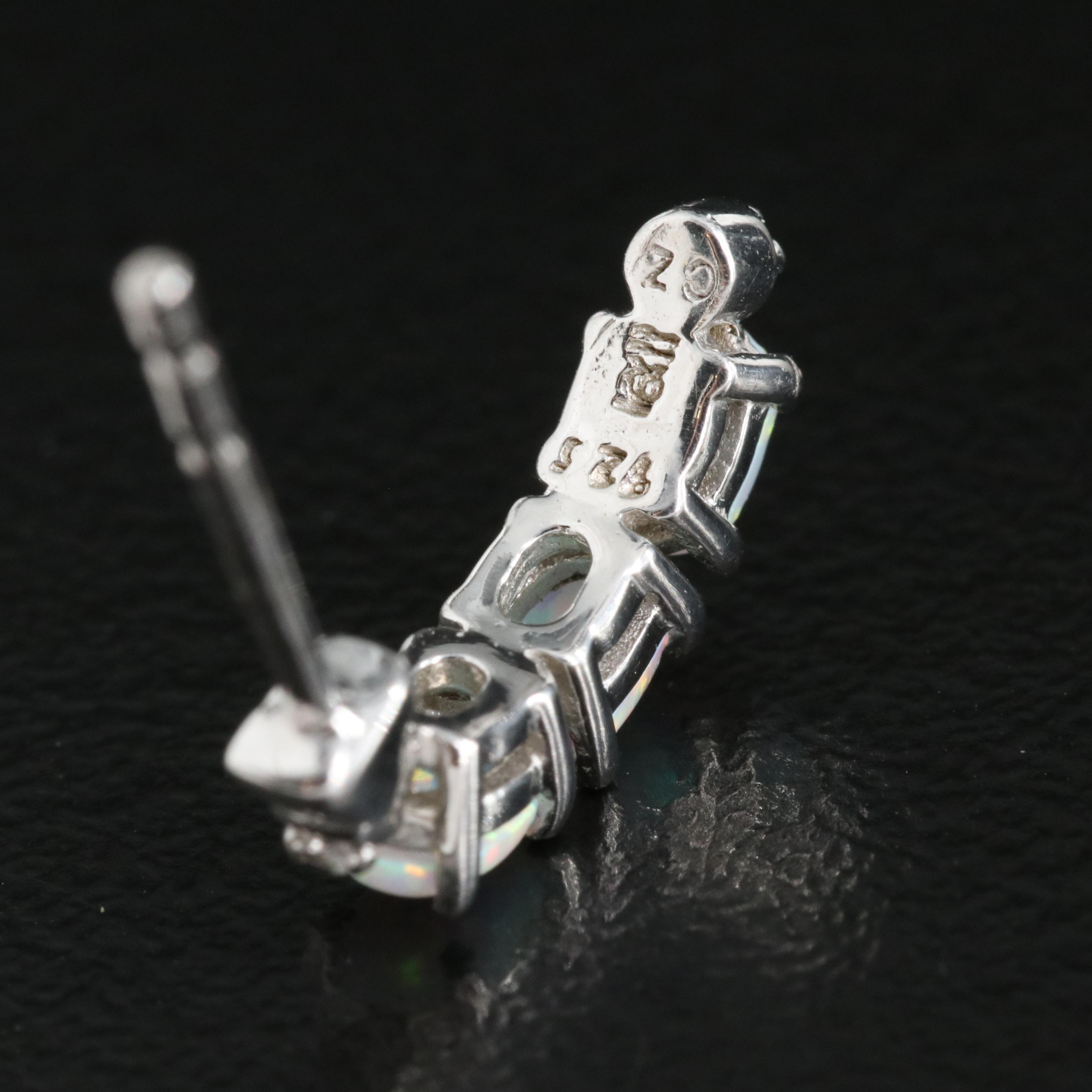 Sterling Lab Grown Opal and Cubic Zirconia Earrings