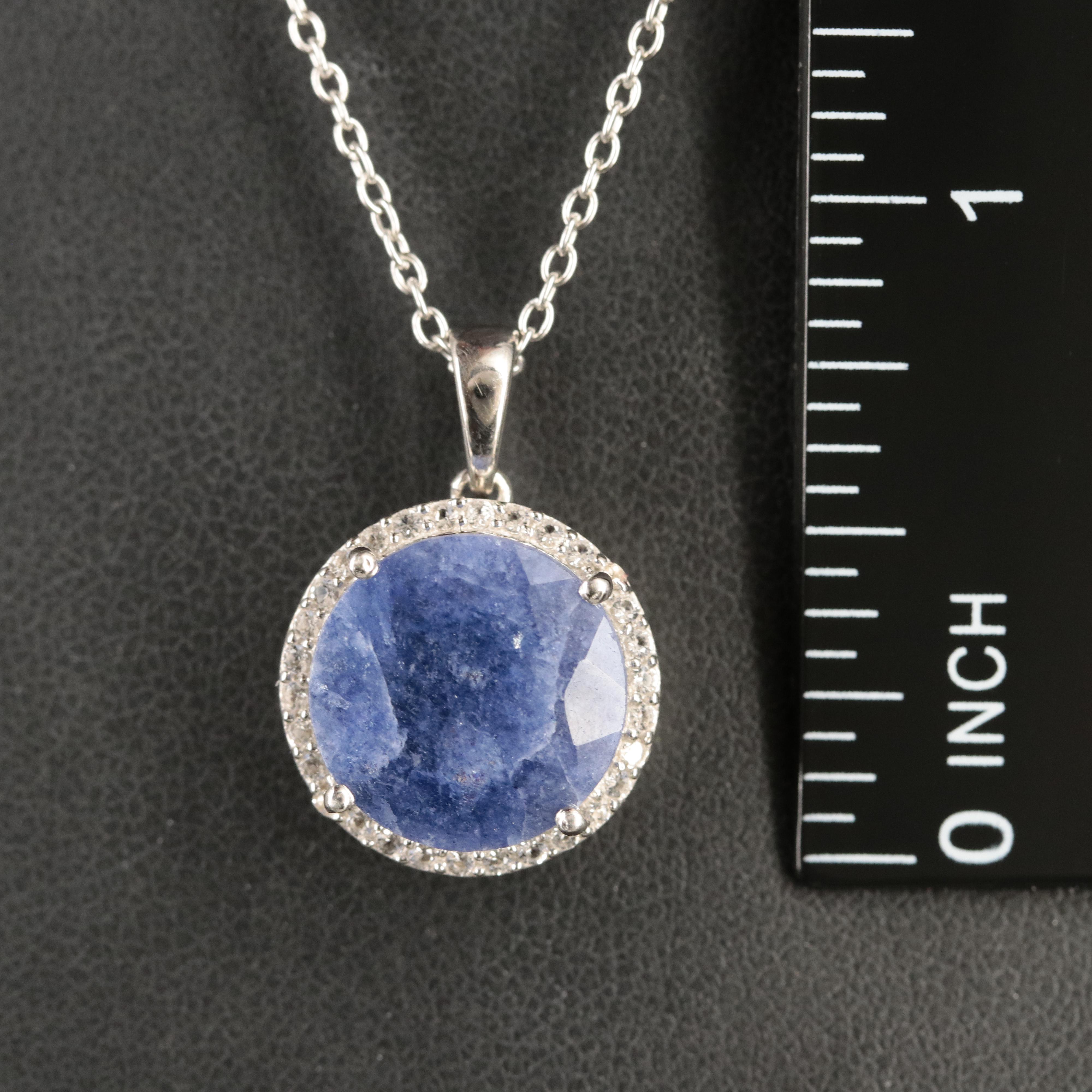 Sterling Beryl and White Topaz Pendant Necklace