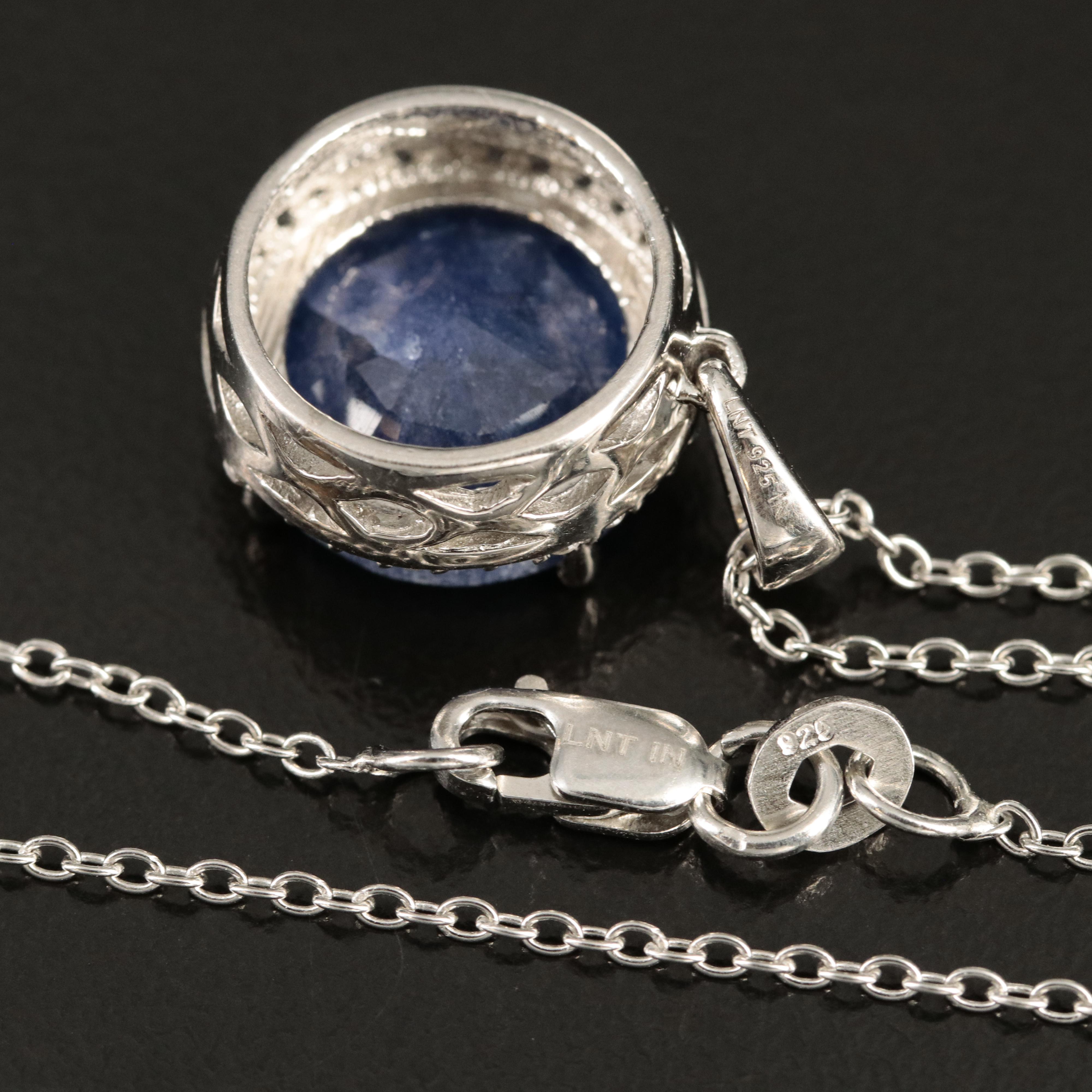 Sterling Beryl and White Topaz Pendant Necklace