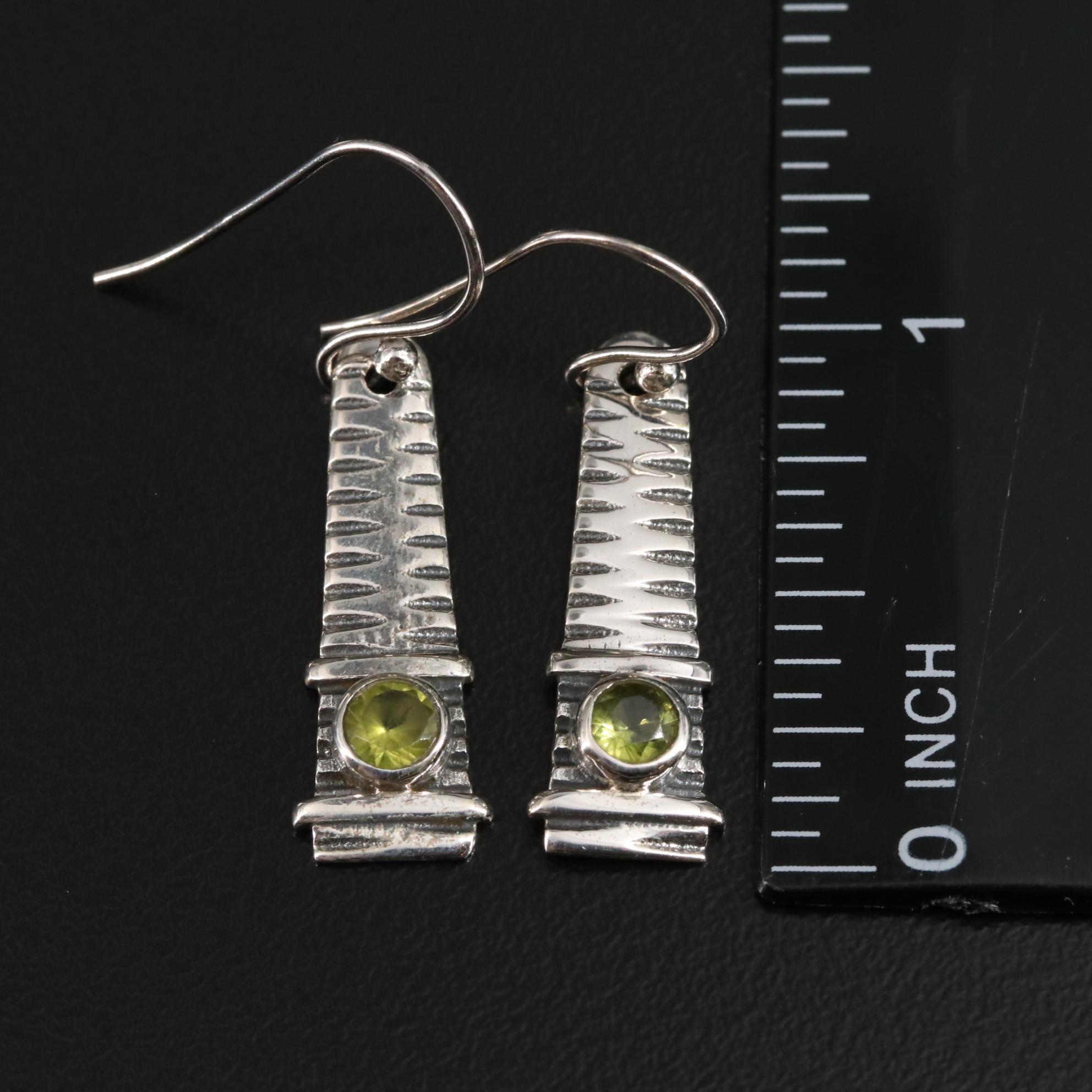 Sterling Peridot Dangle Earrings