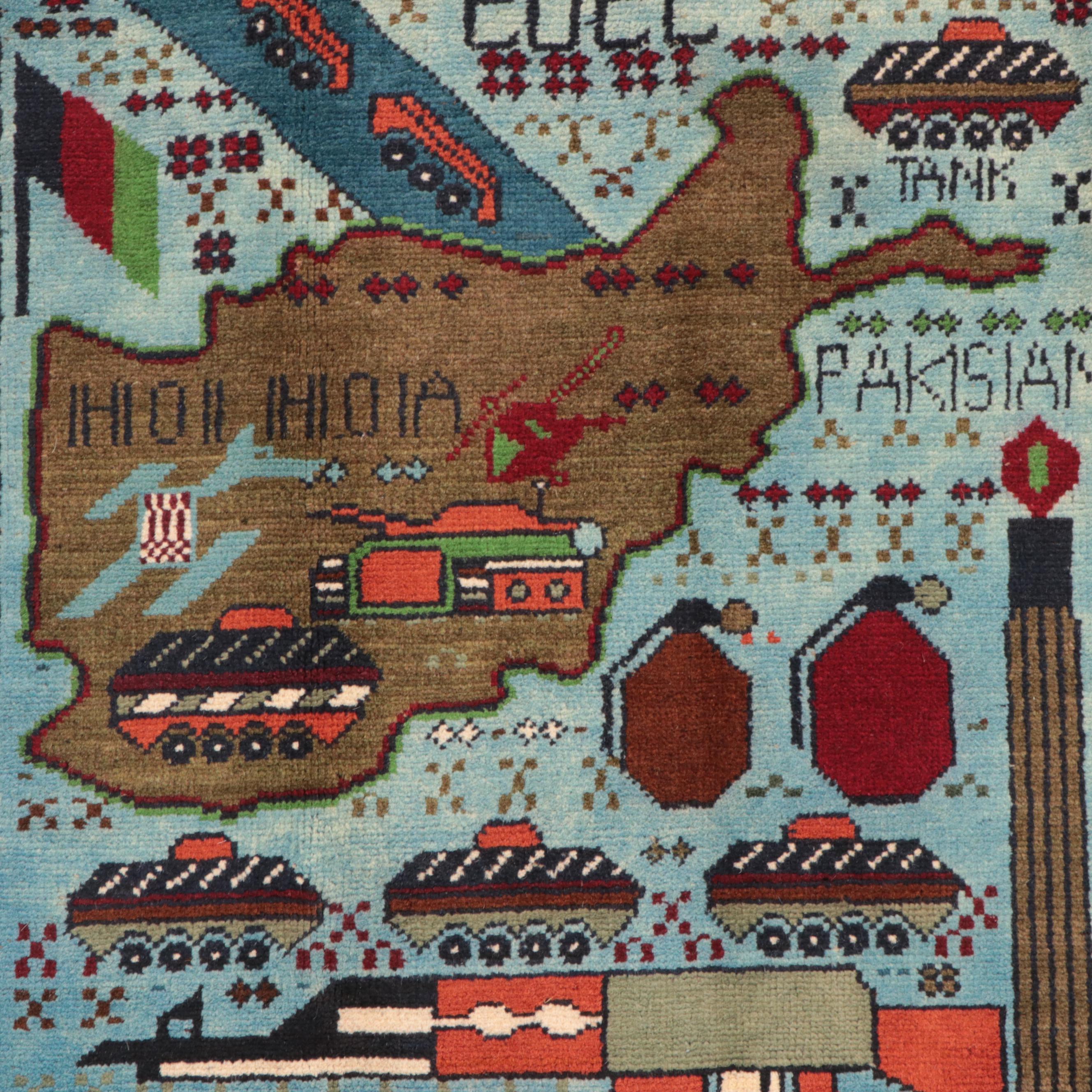 2'1 x 2'8 Hand-Knotted Afghan Pictorial War Rug, 2022