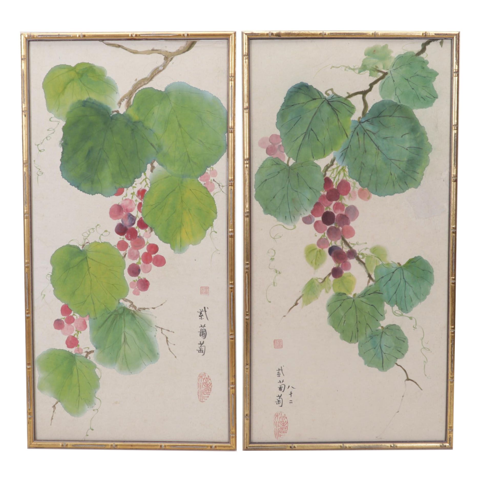 Lois Brenner Chinese Inspired Watercolor Paintings of Grapes
