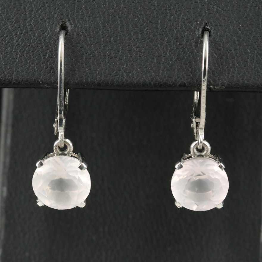 Sterling Rose Quartz Earrings