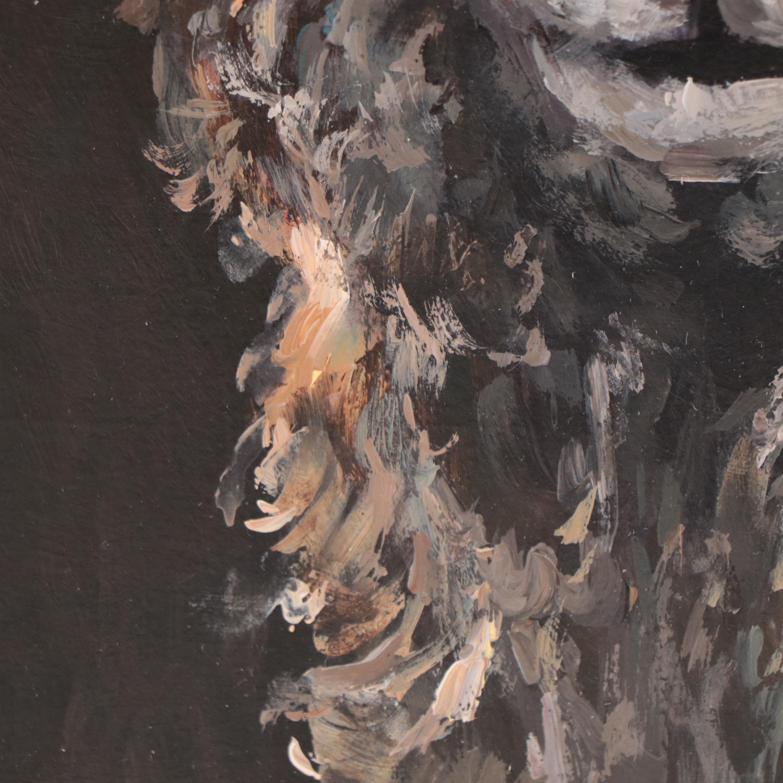 M. H. Sheep Portrait Oil Painting, 1998