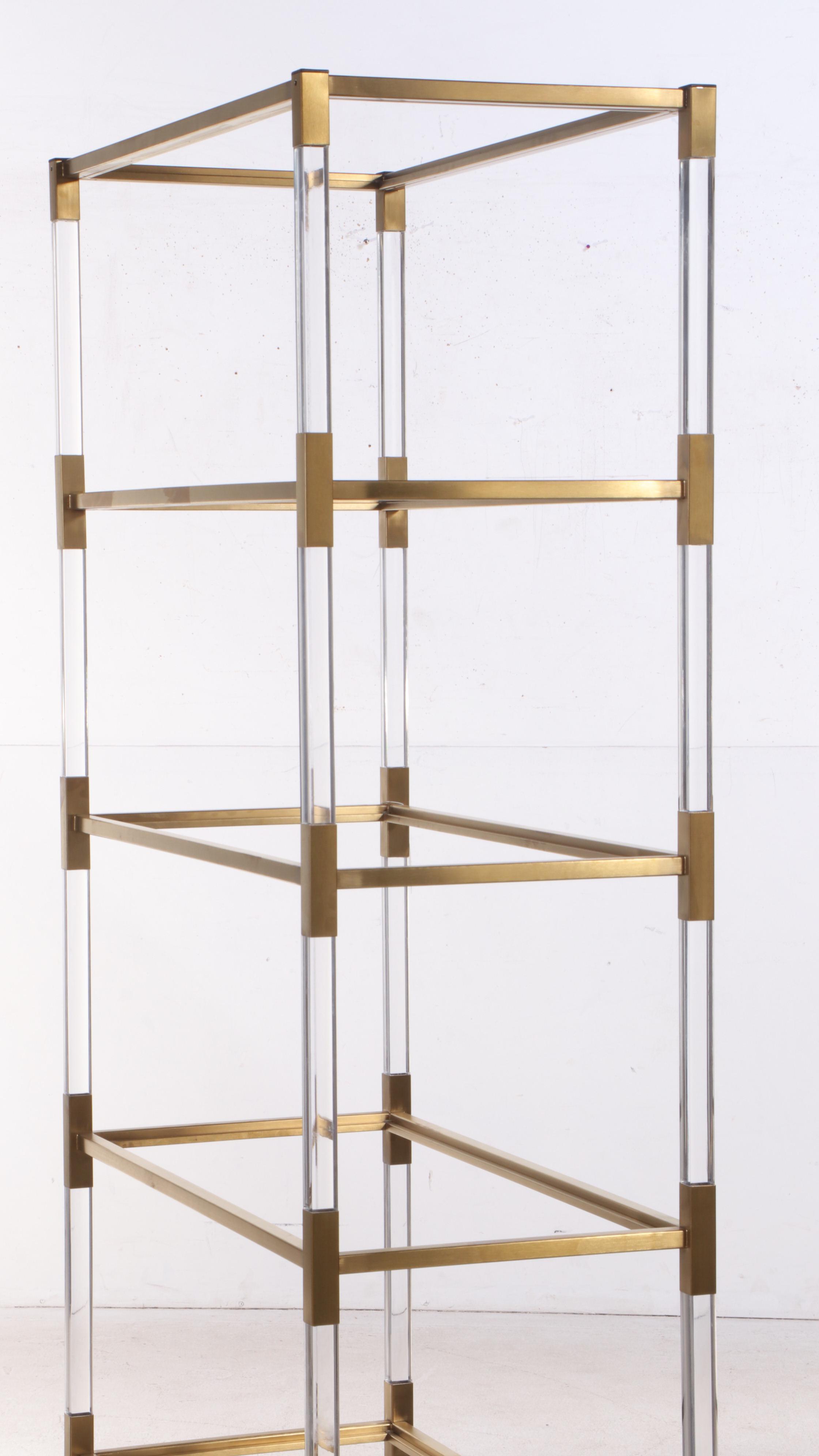 Blink Home Acrylic, Gold Tone Metal and Glass Shelf Étagère Bookcase