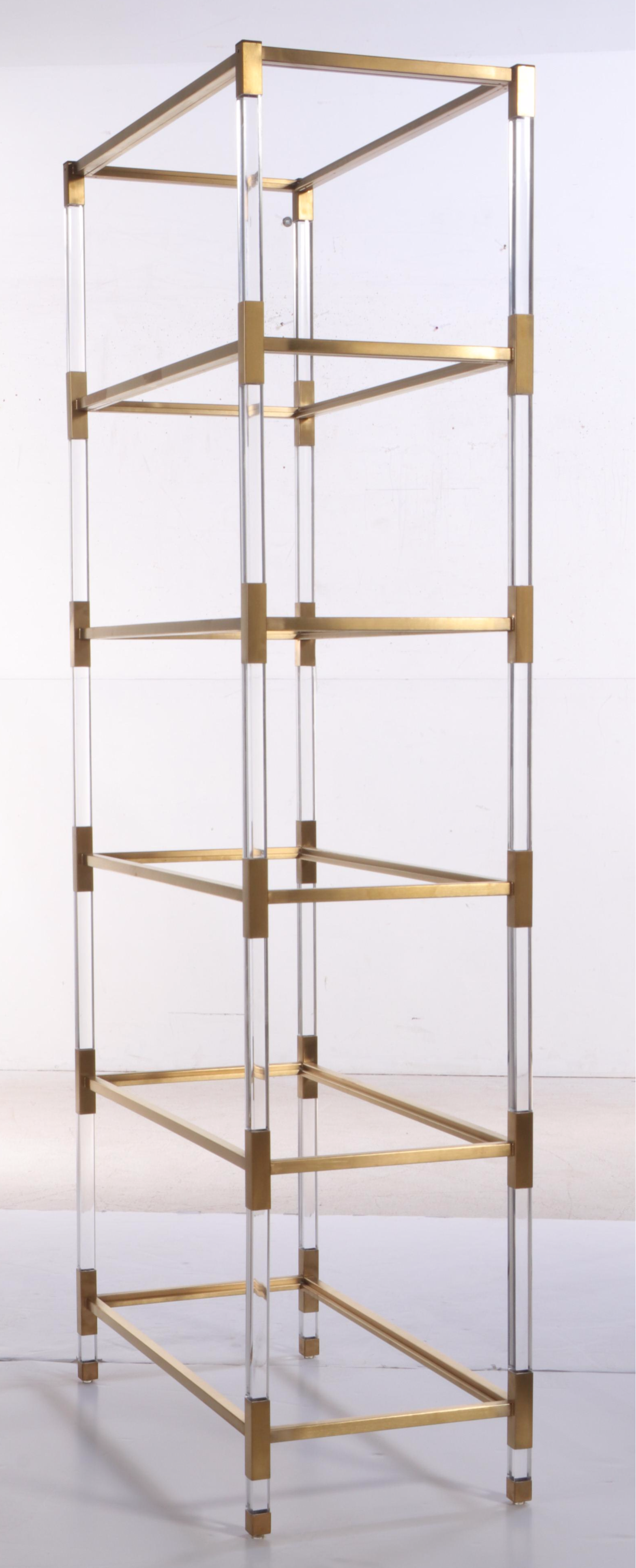 Blink Home Acrylic, Gold Tone Metal and Glass Shelf Étagère Bookcase