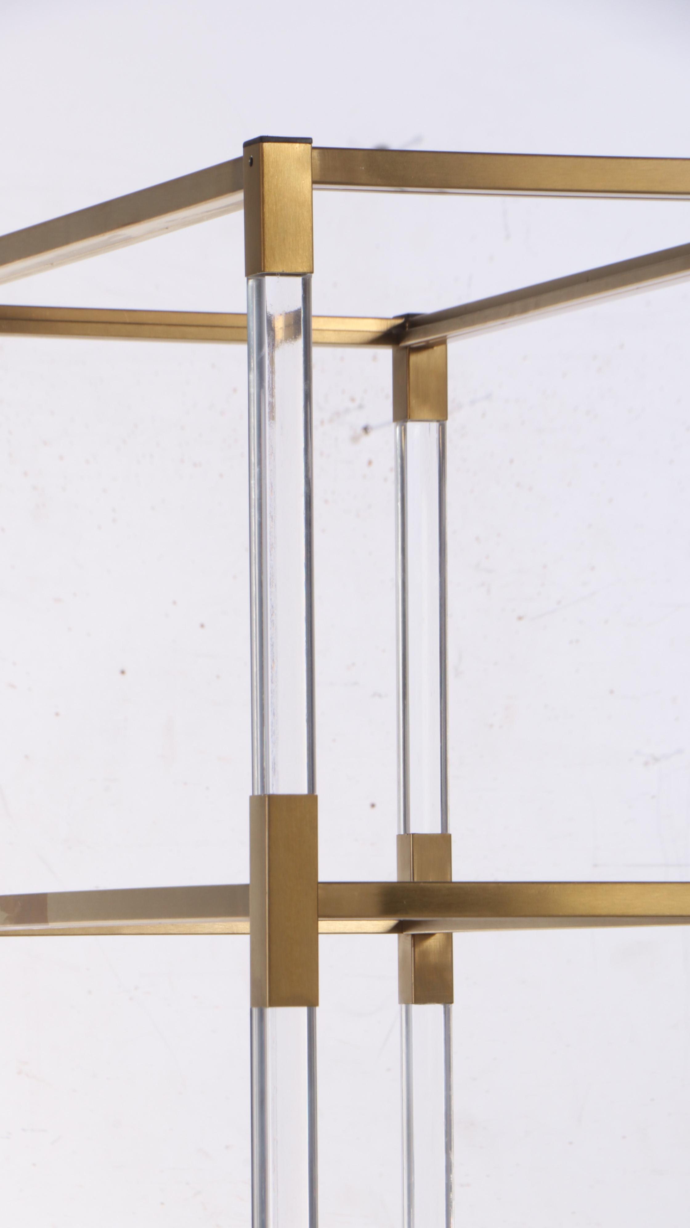 Blink Home Acrylic, Gold Tone Metal and Glass Shelf Étagère Bookcase