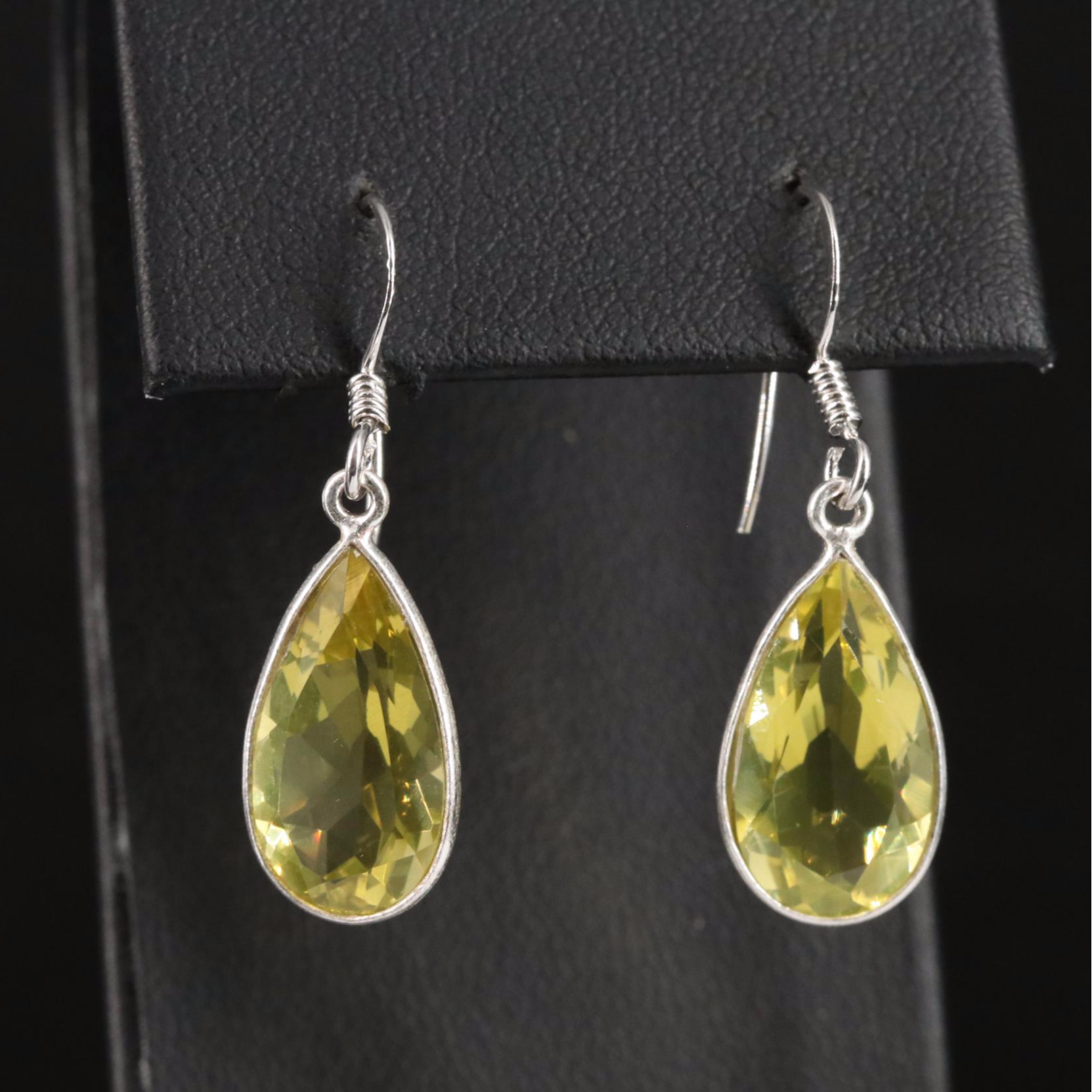 Sterling Citrine Teardrop Dangle Earrings