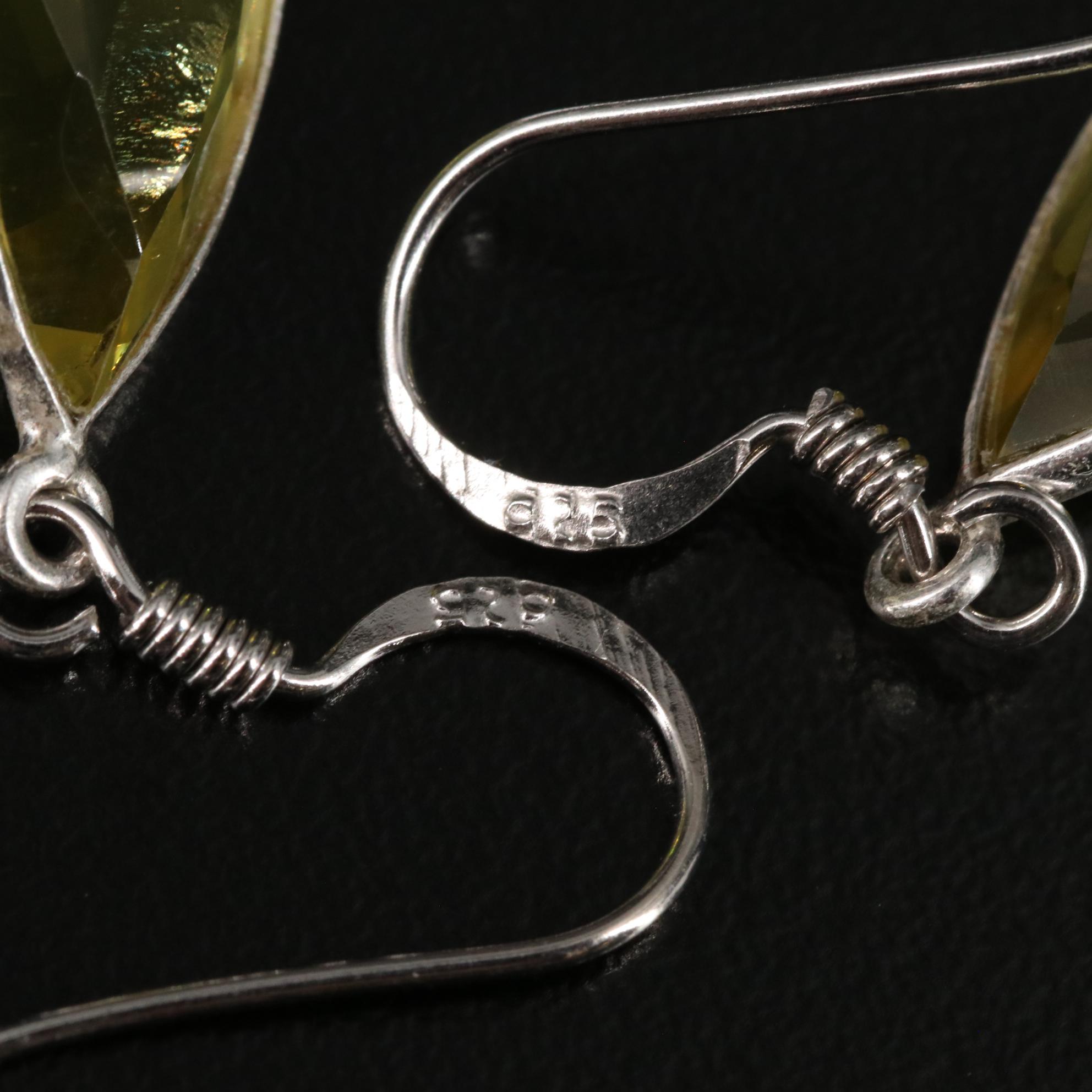 Sterling Citrine Teardrop Dangle Earrings