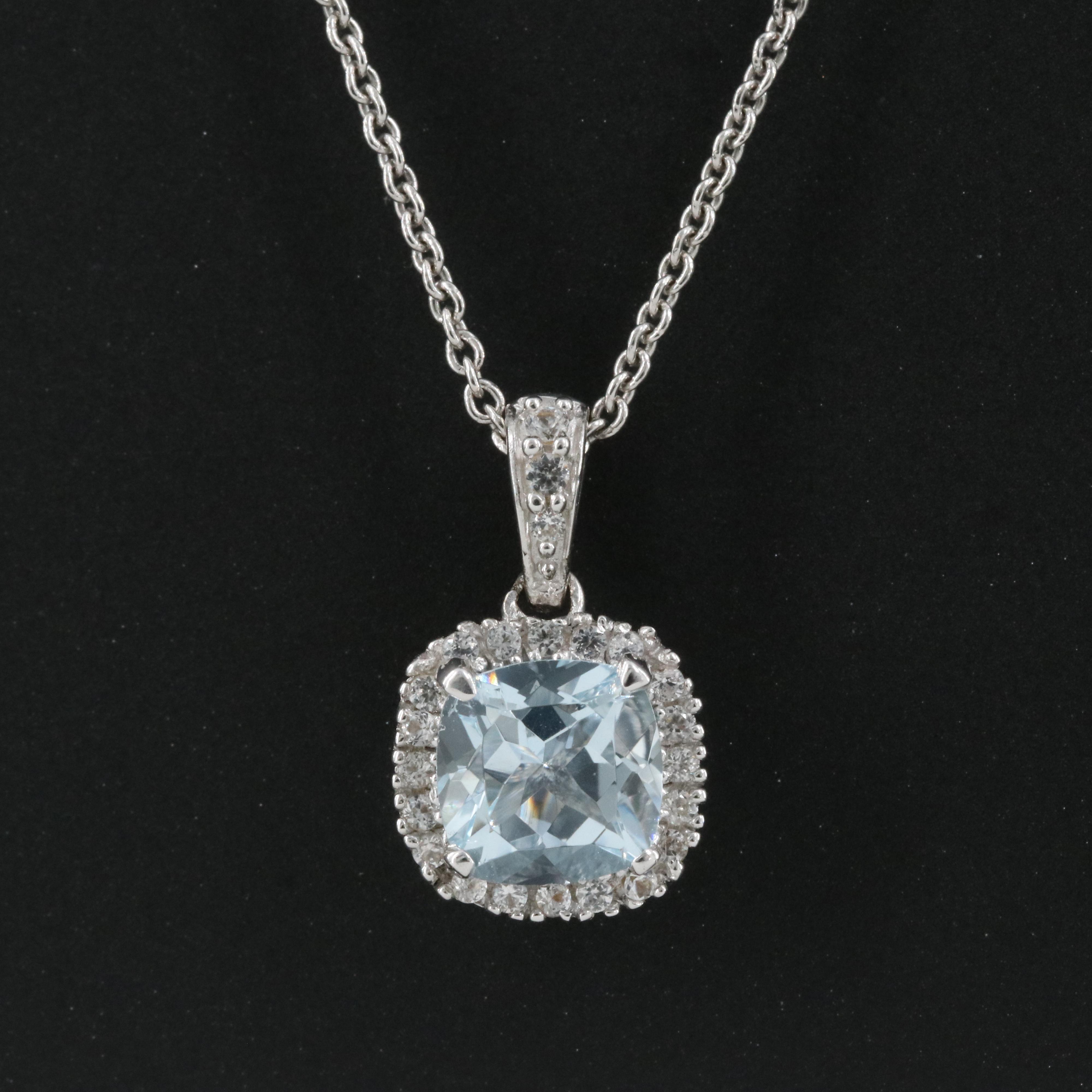 Sterling Aquamarine and Sapphire Necklace