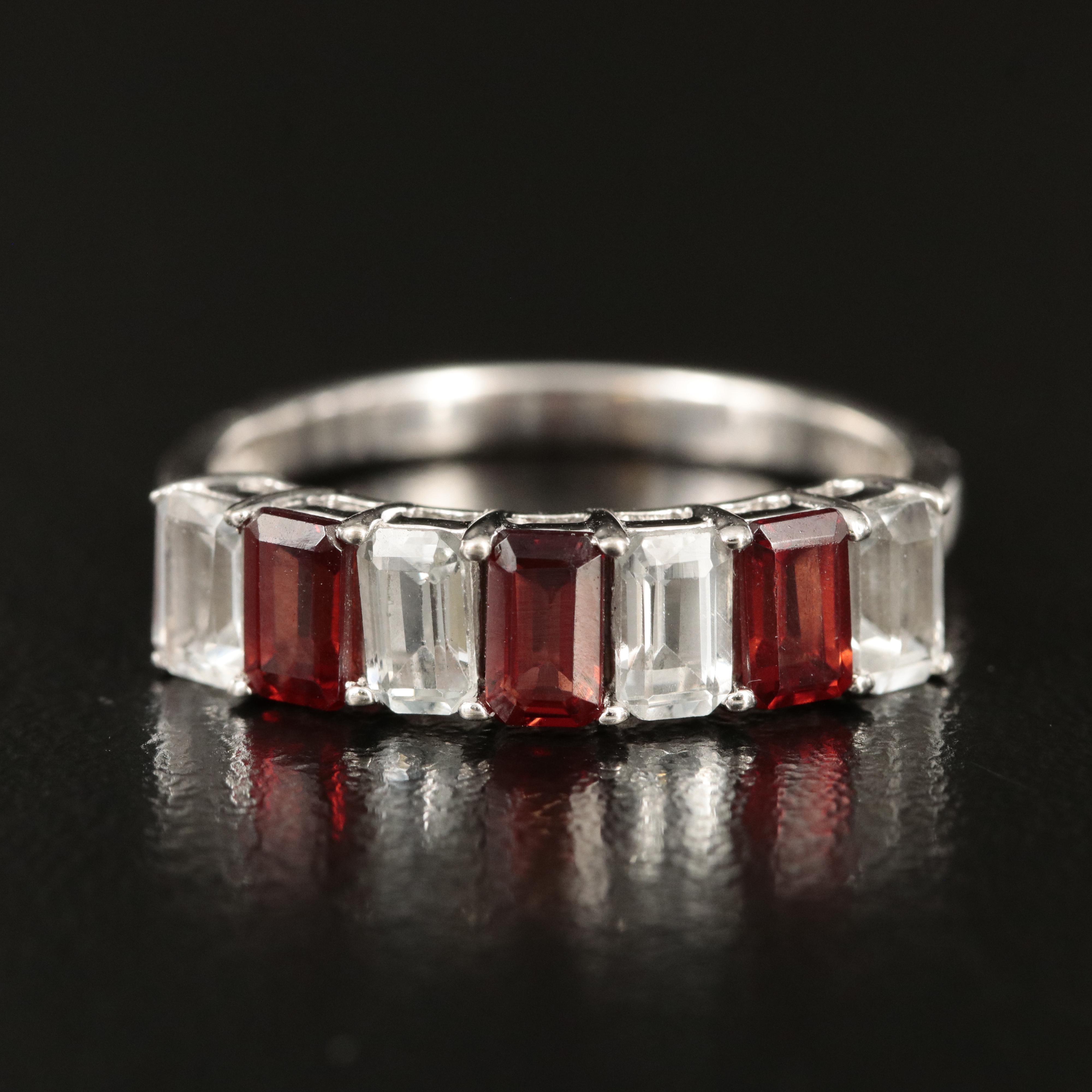 Sterling Garnet and White Topaz Ring