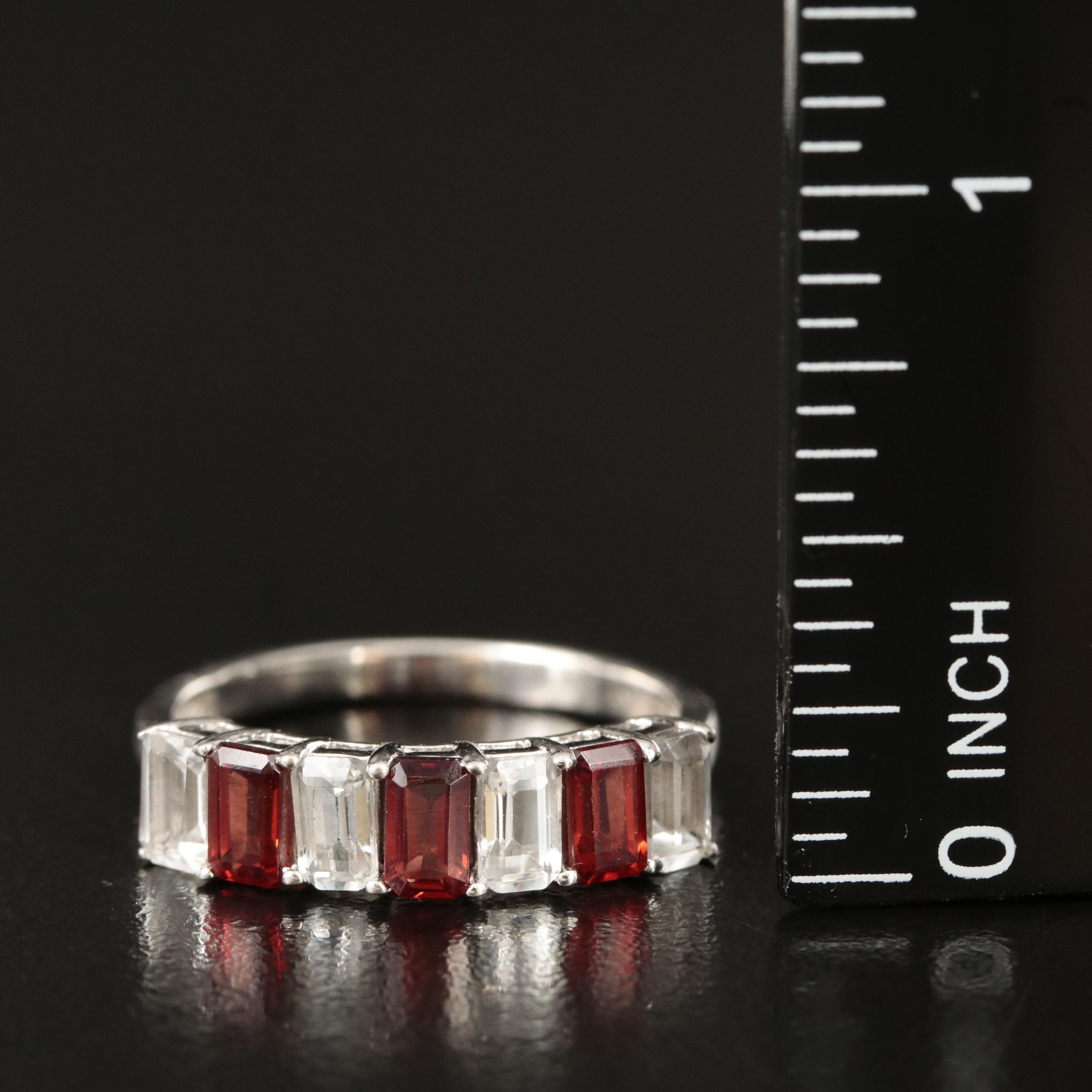 Sterling Garnet and White Topaz Ring