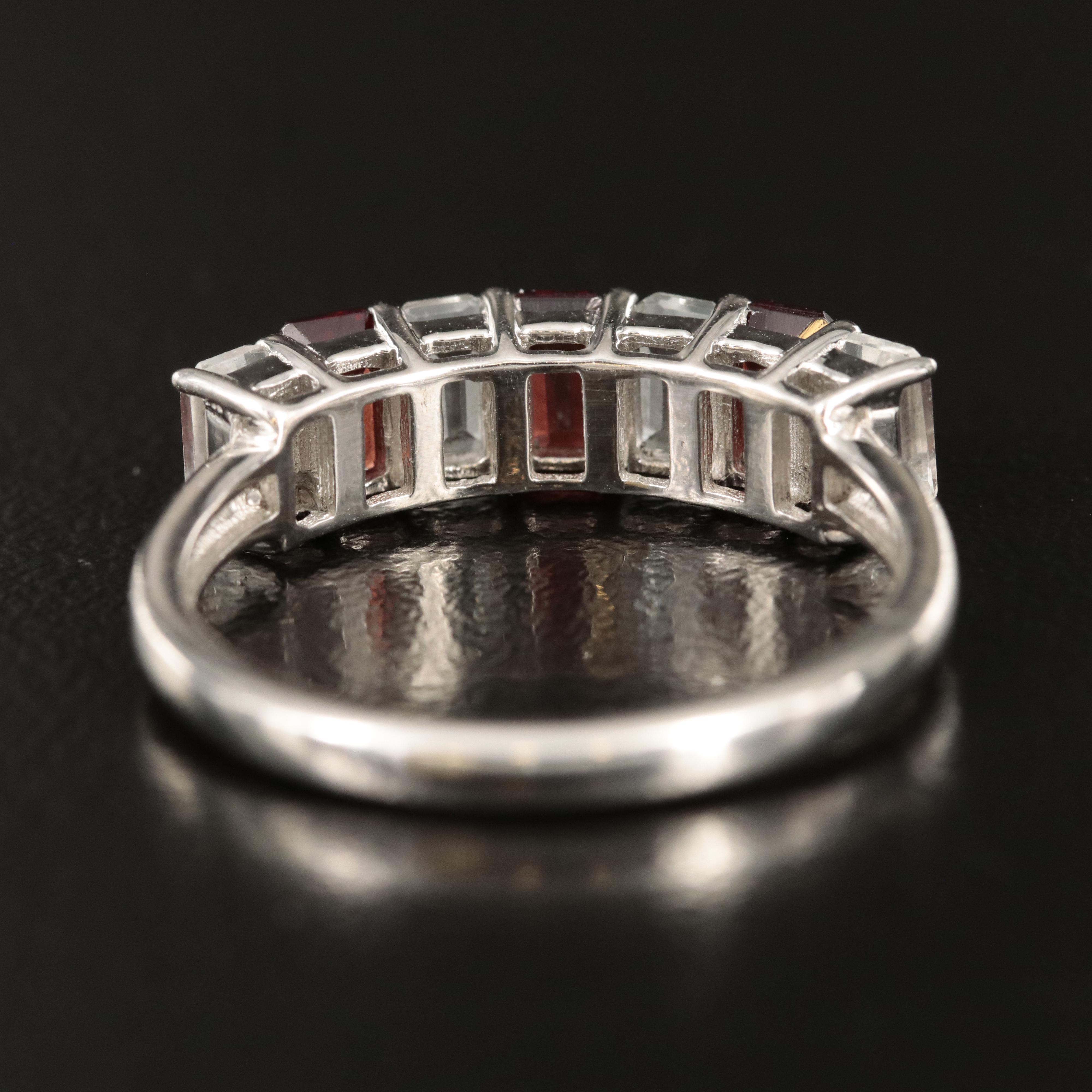 Sterling Garnet and White Topaz Ring