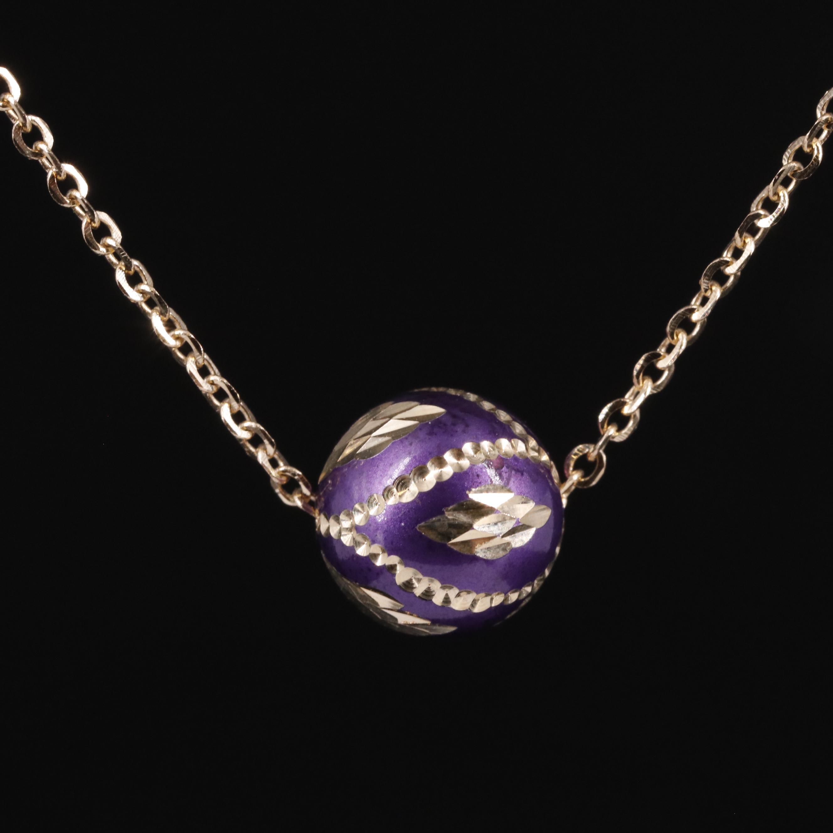 14K Bead Slide Pendant Necklace
