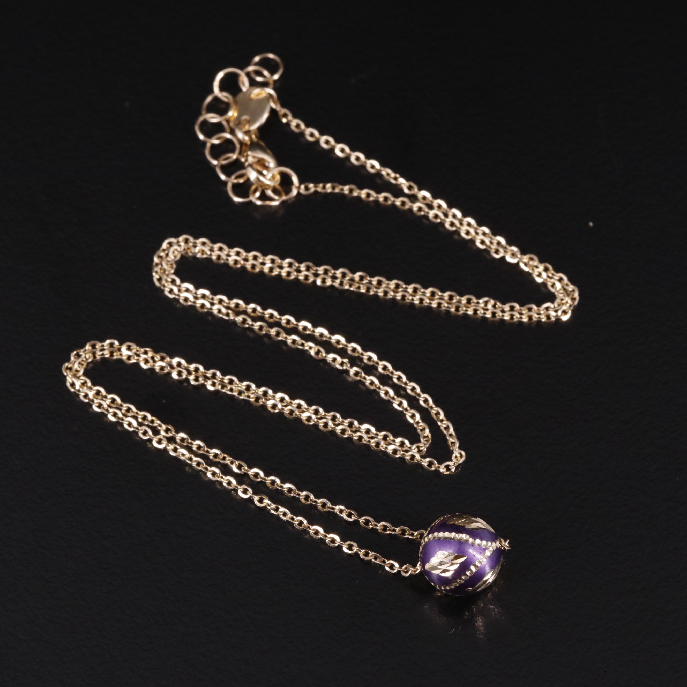 14K Bead Slide Pendant Necklace