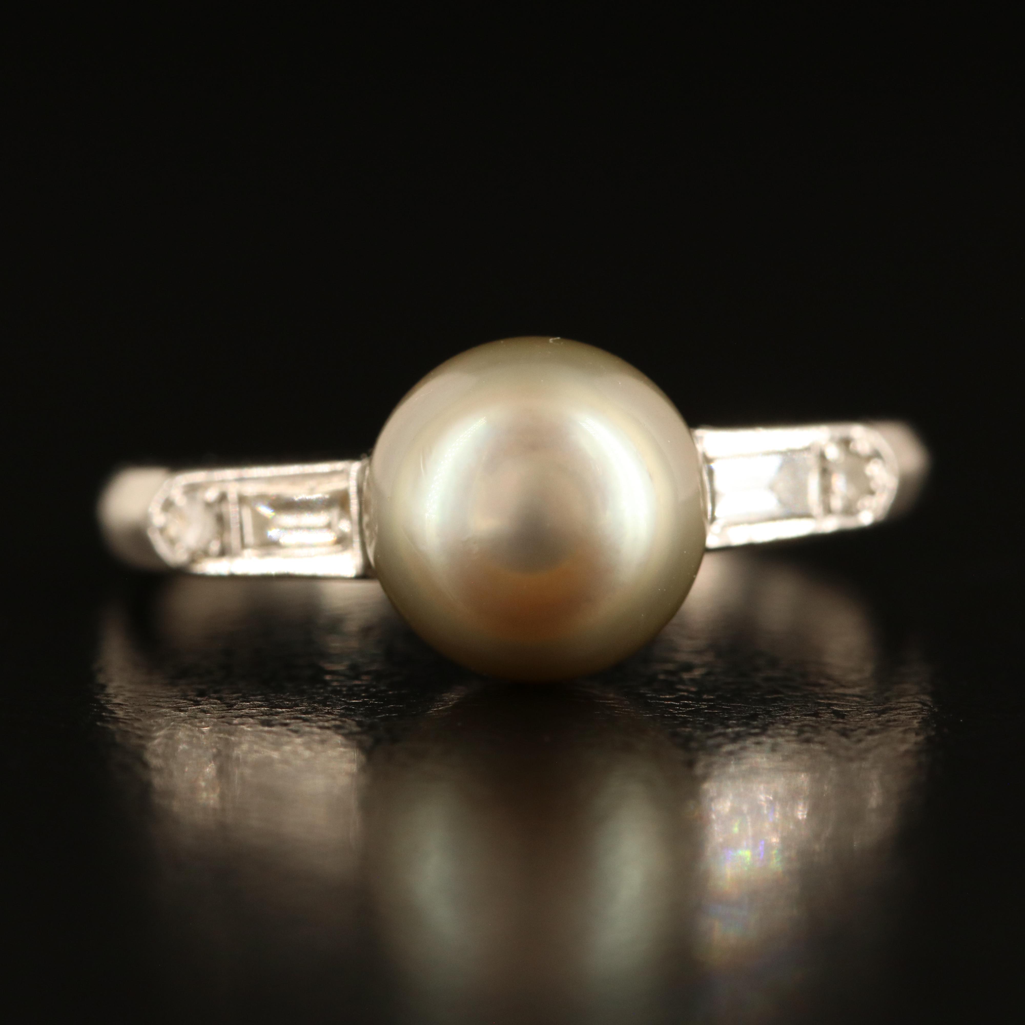 Platinum Pearl and Diamond Ring