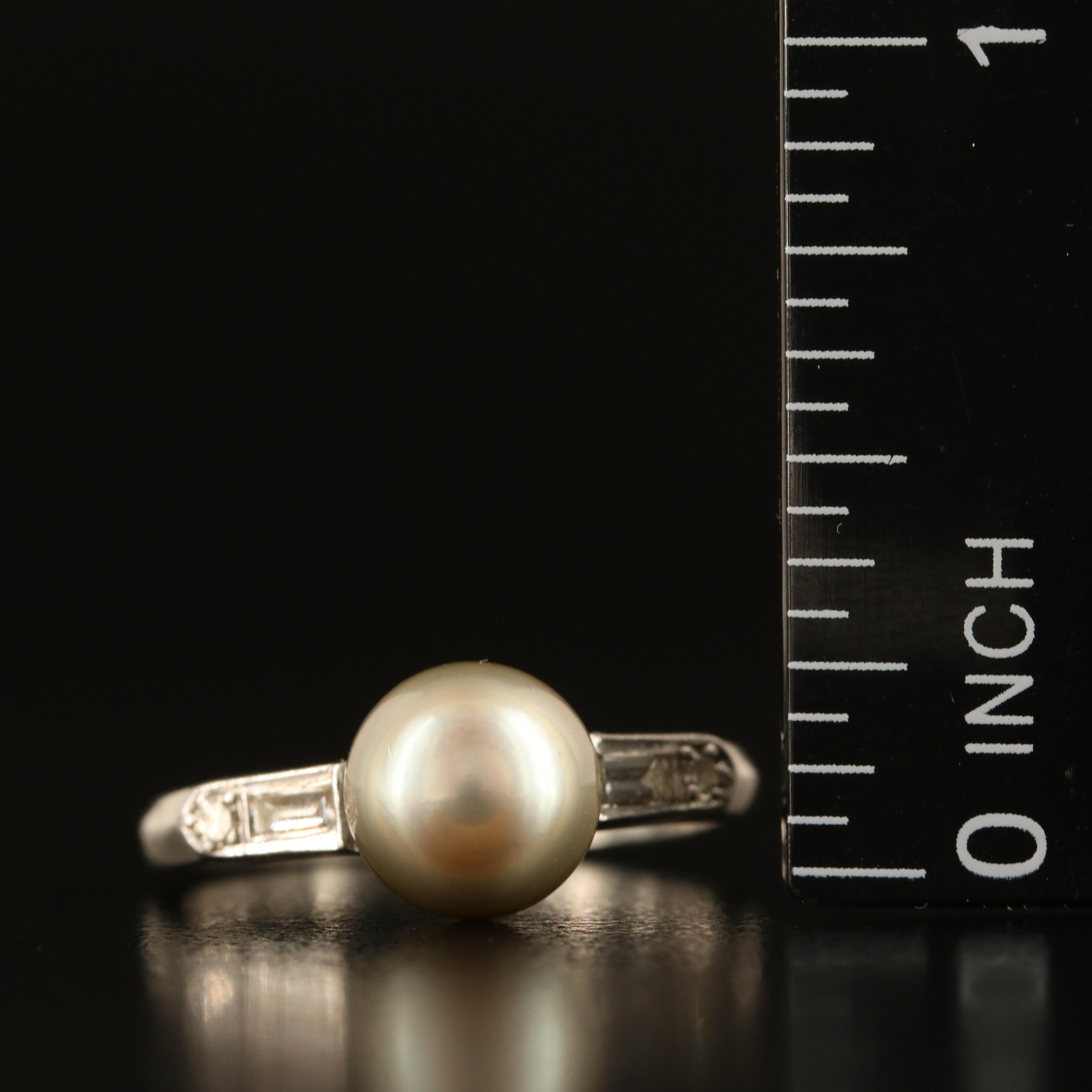 Platinum Pearl and Diamond Ring