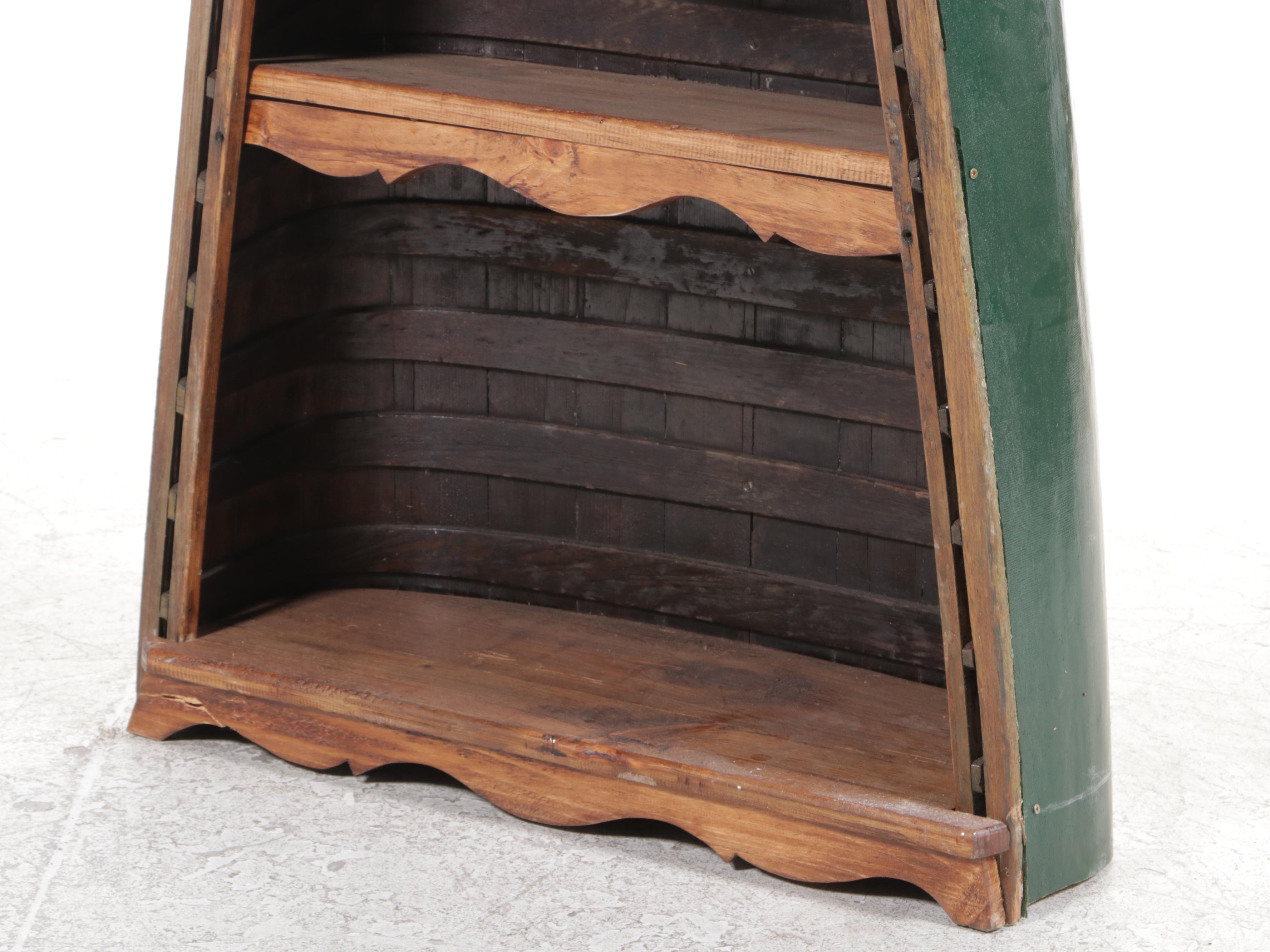 Canoe Hull Shaped Painted Wood Bookcase