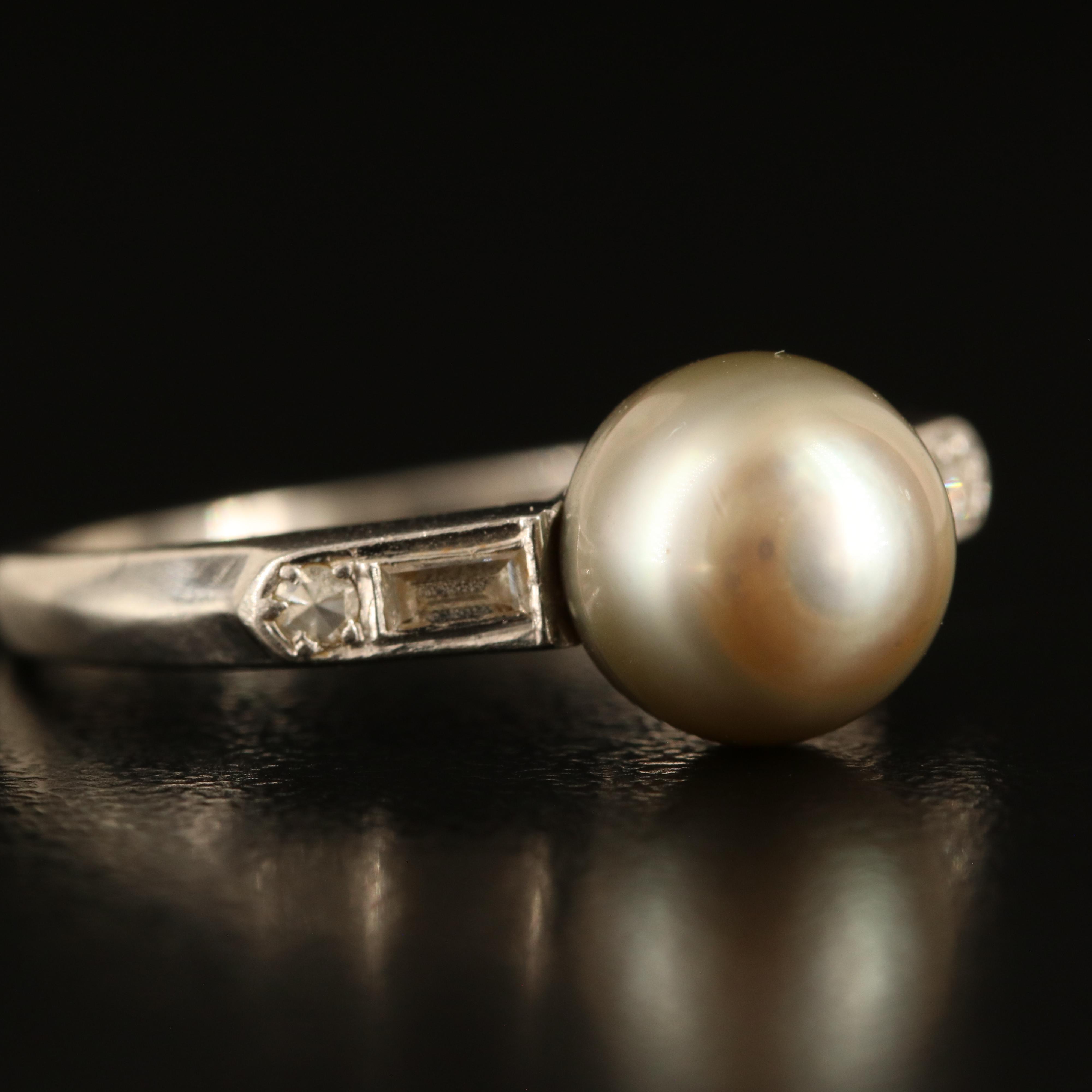 Platinum Pearl and Diamond Ring