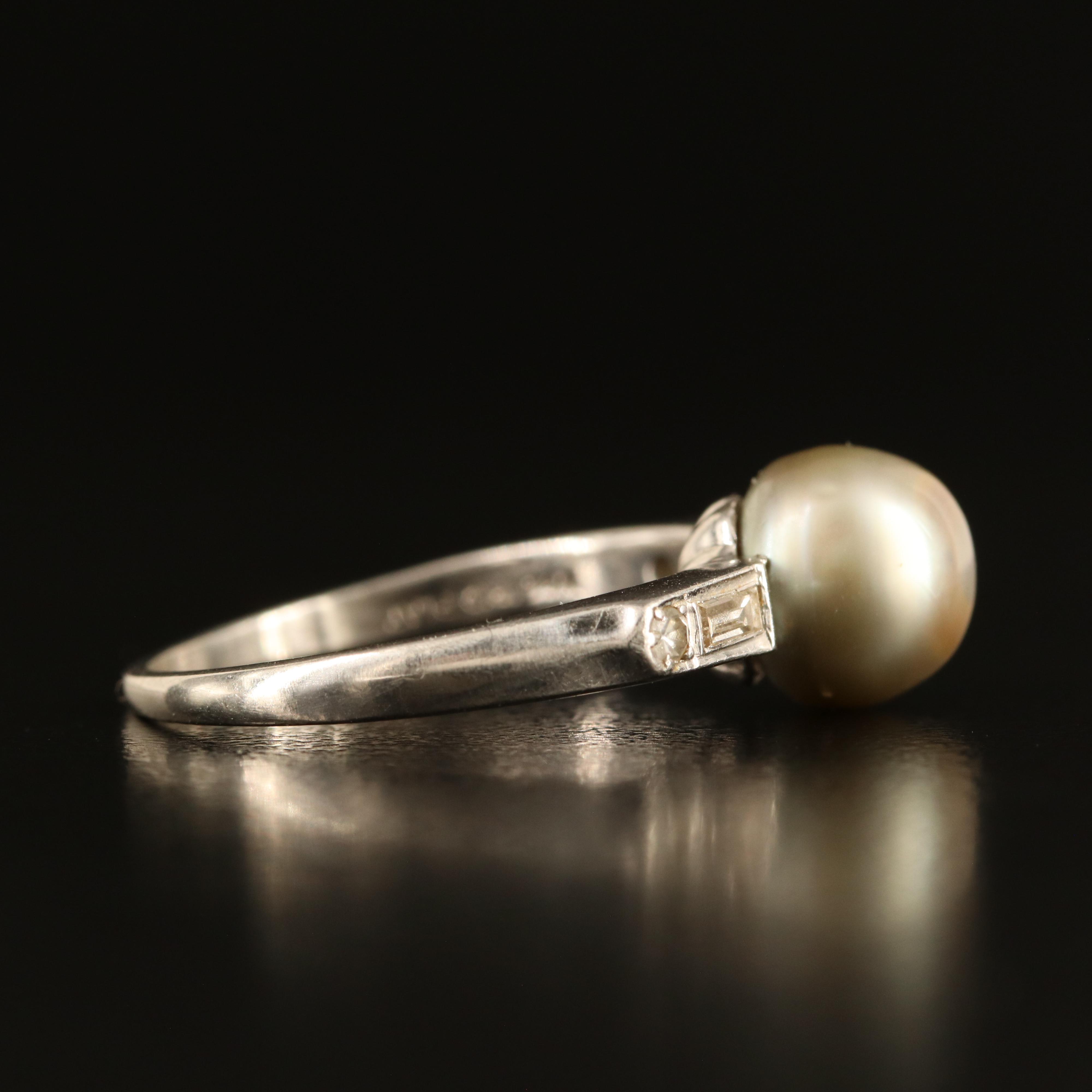 Platinum Pearl and Diamond Ring