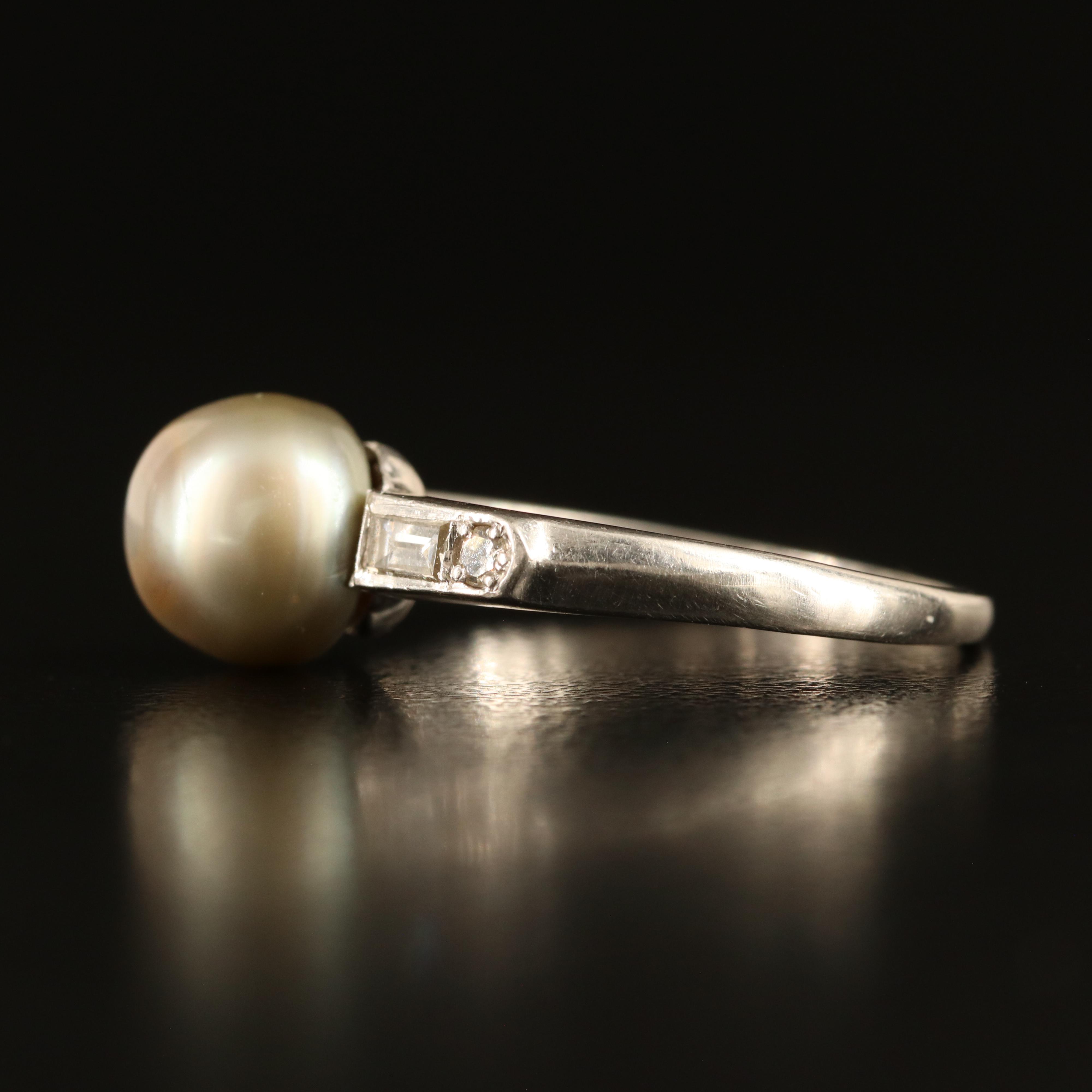 Platinum Pearl and Diamond Ring