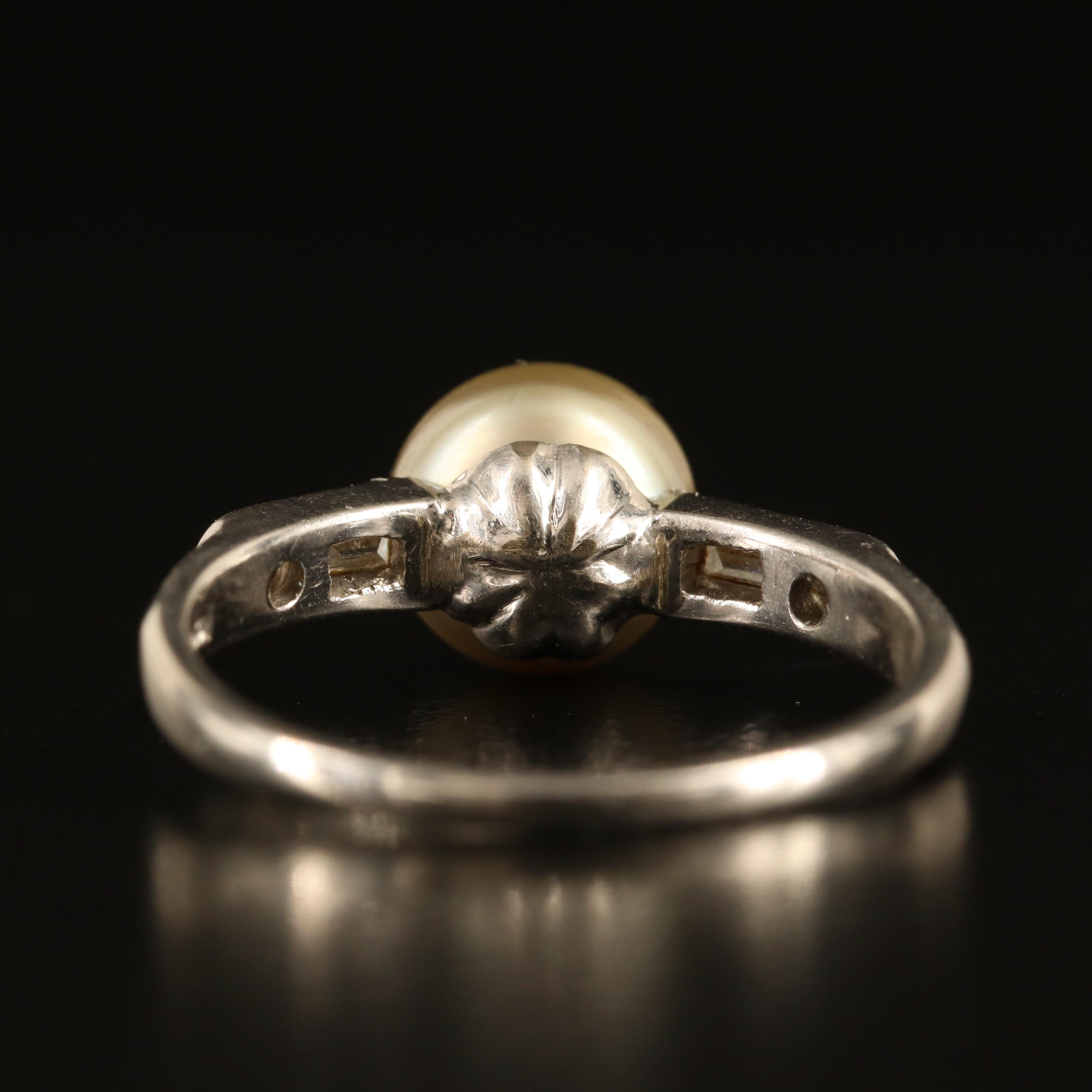 Platinum Pearl and Diamond Ring