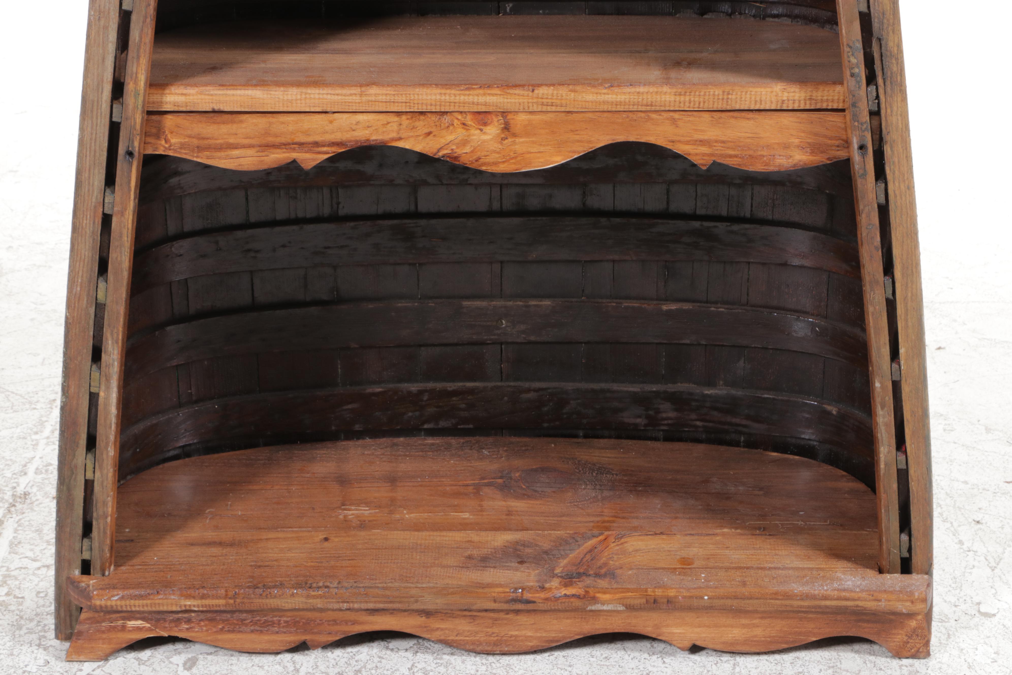 Canoe Hull Shaped Painted Wood Bookcase