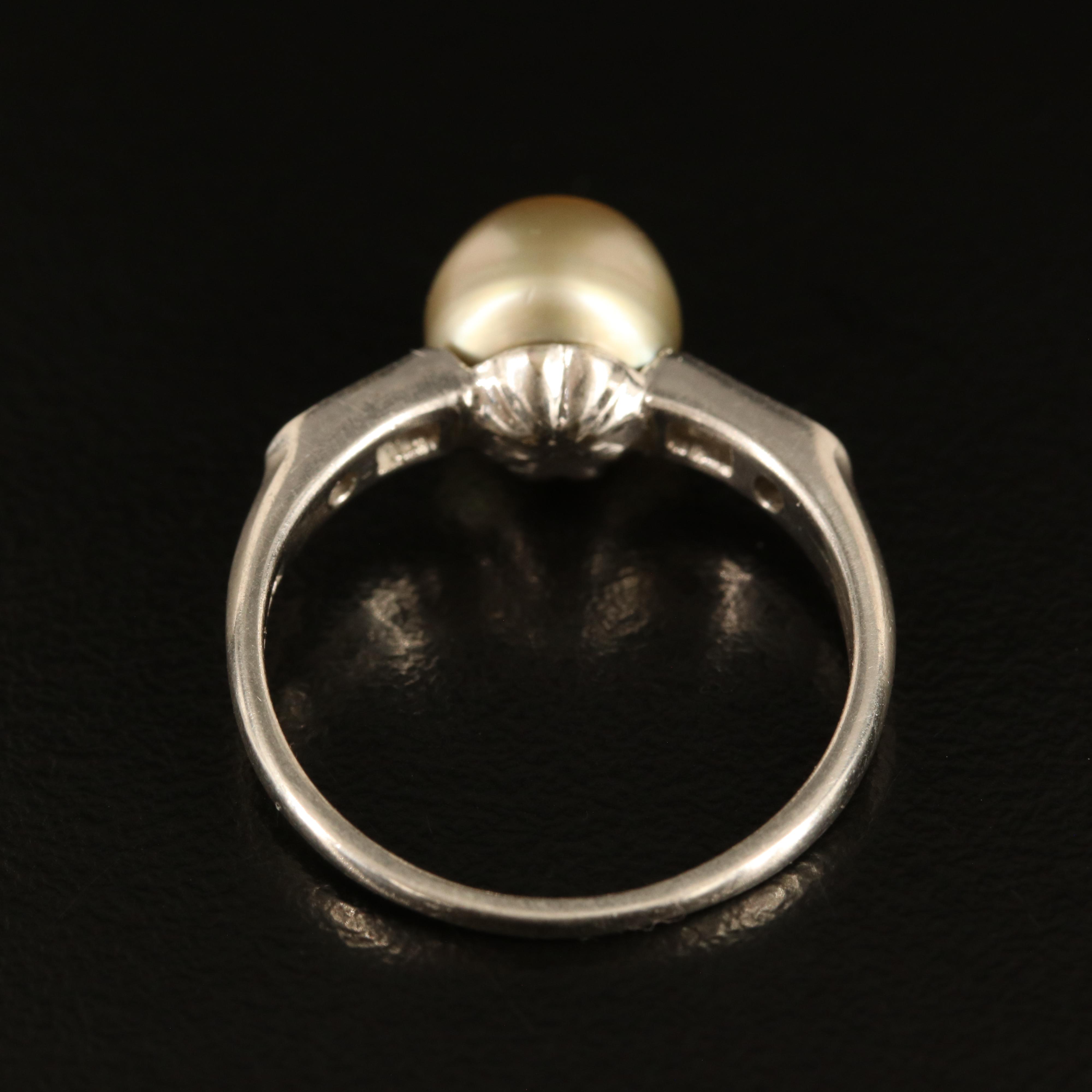 Platinum Pearl and Diamond Ring