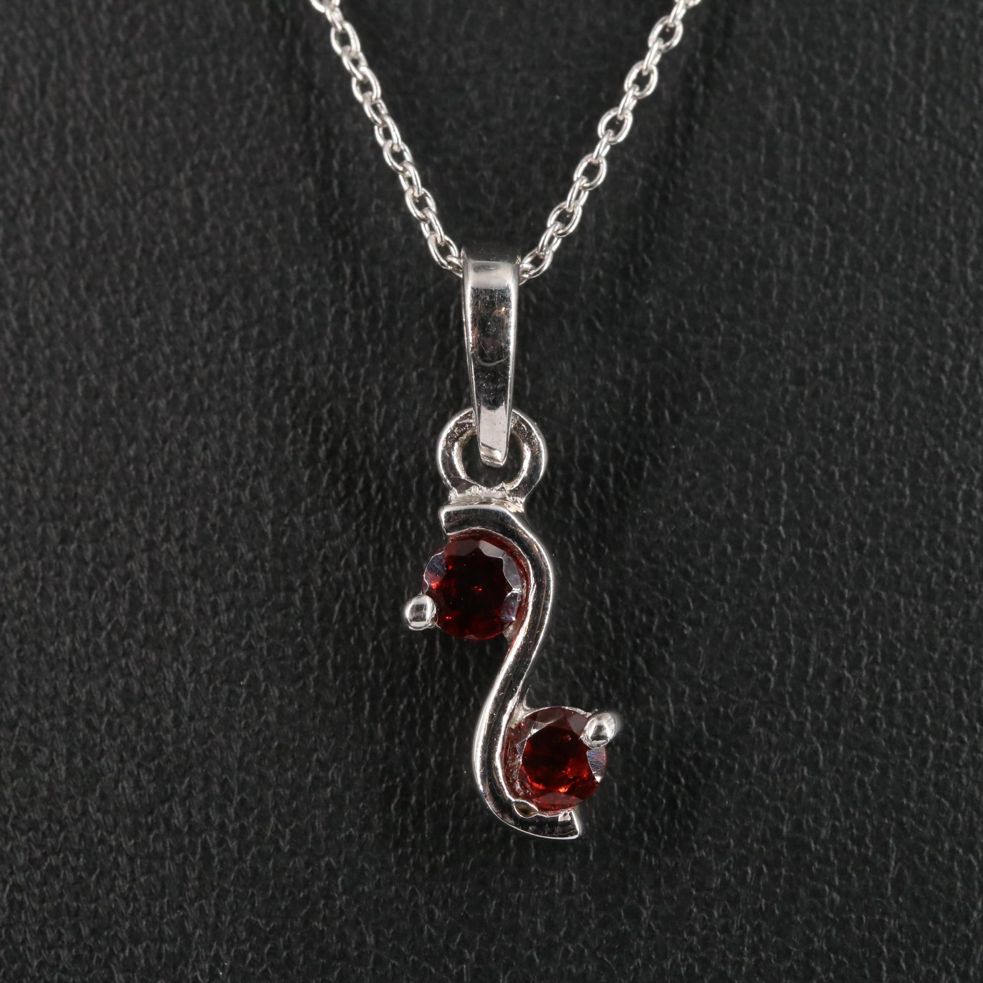 Sterling Garnet Pendant Necklace