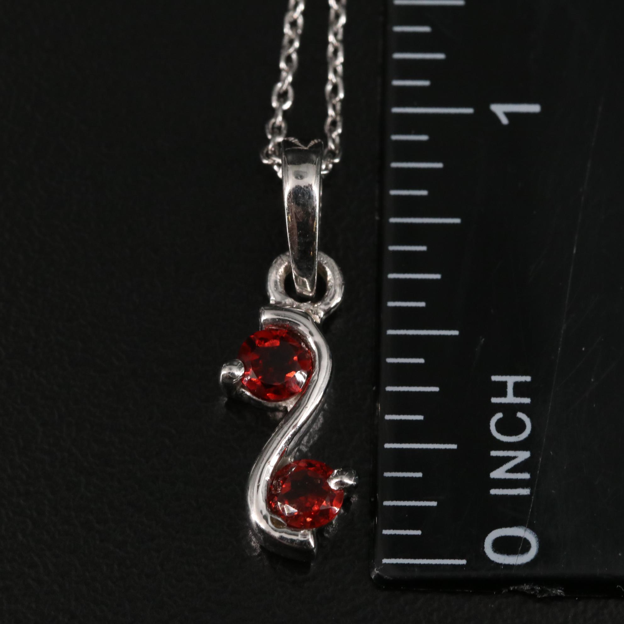 Sterling Garnet Pendant Necklace