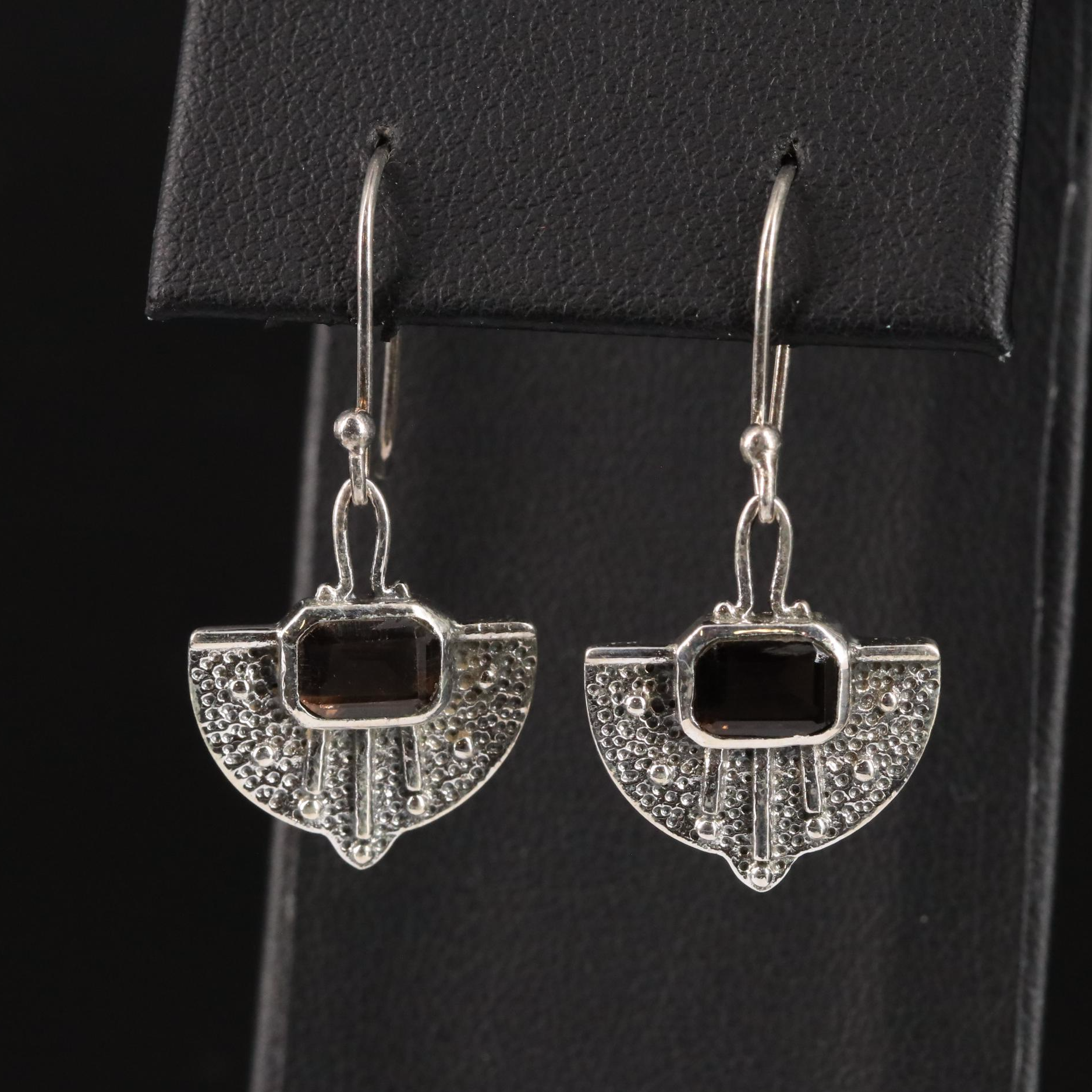 Sterling Smoky Quartz Drop Earrings