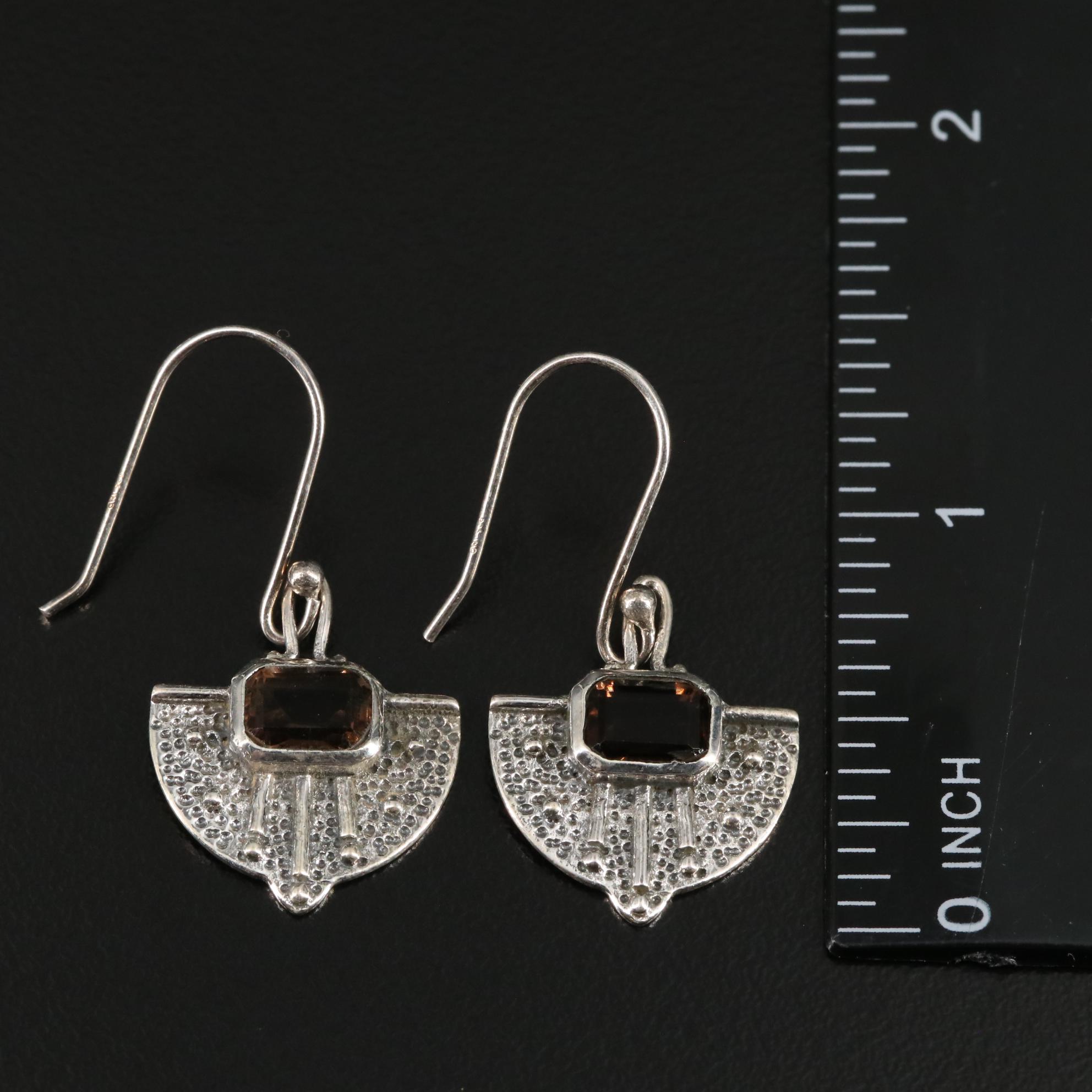 Sterling Smoky Quartz Drop Earrings