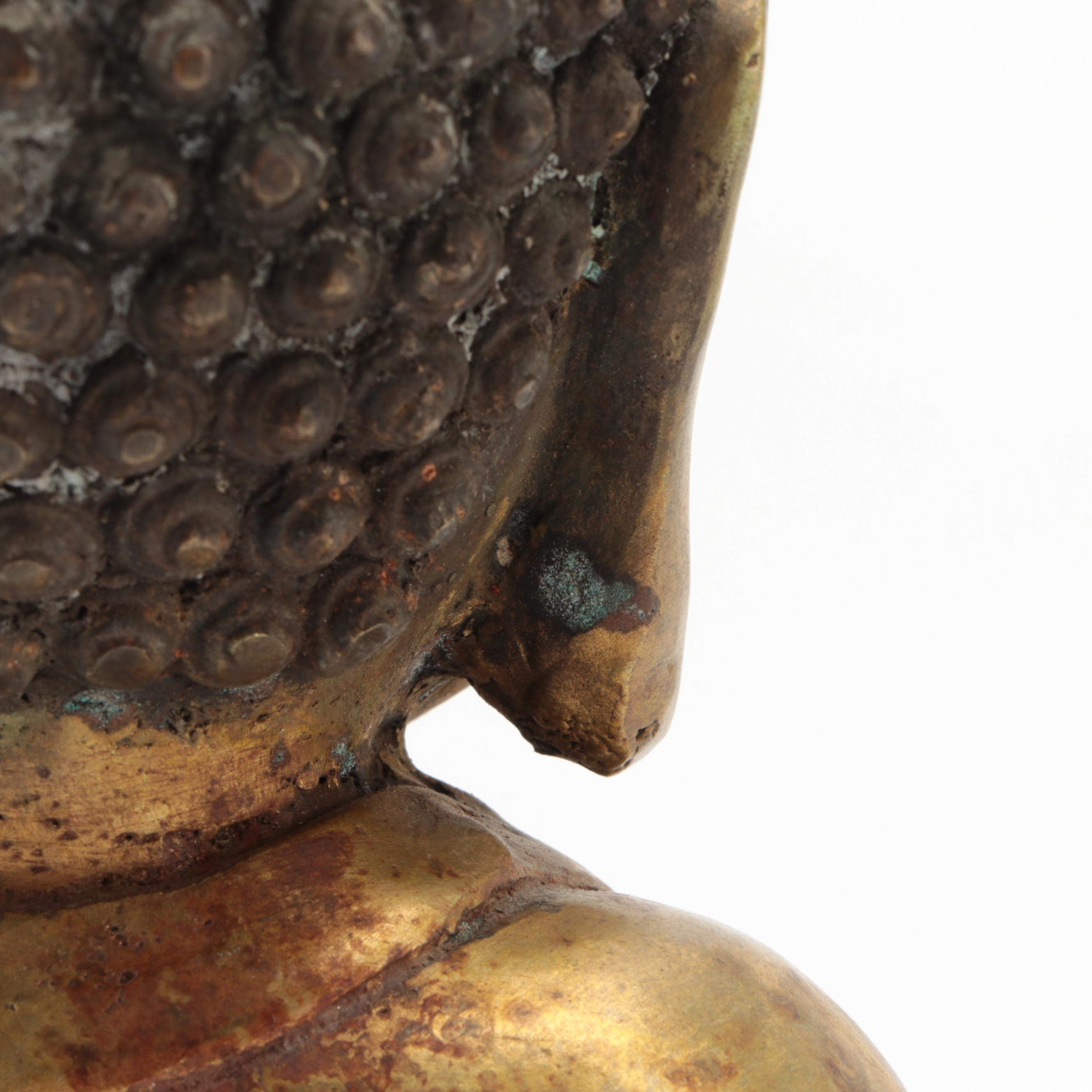 Chinese Gilt Cast Brass Buddha Sculpture in Dhyana Mudra