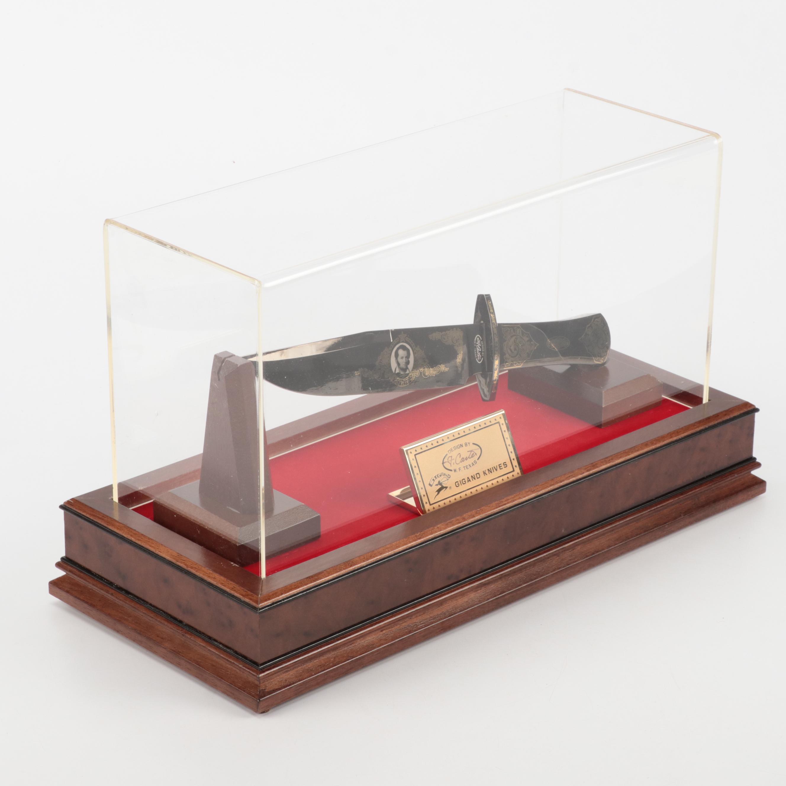 Gigand Jim Bowie Commemorative Bowie Knife and Display