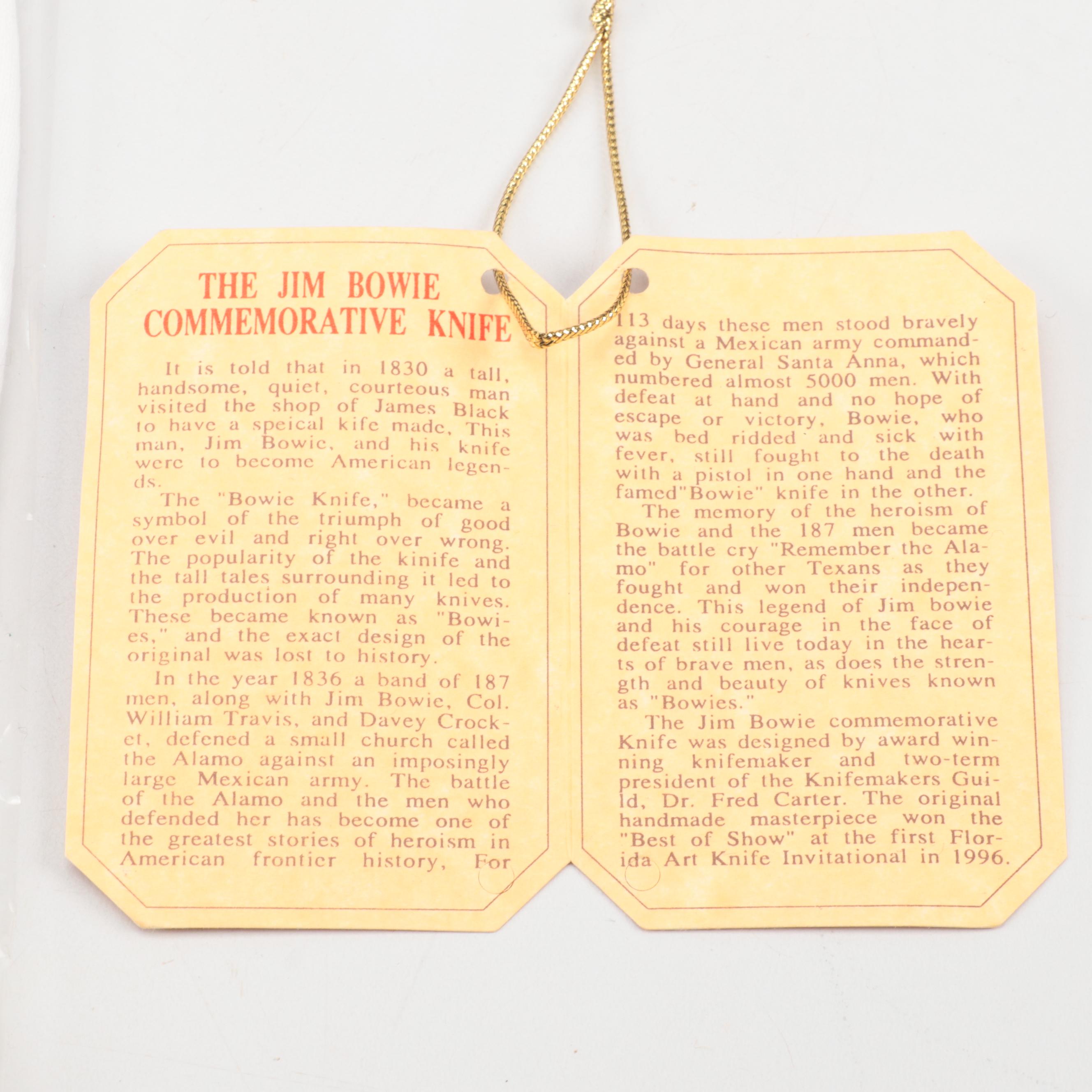 Gigand Jim Bowie Commemorative Bowie Knife and Display