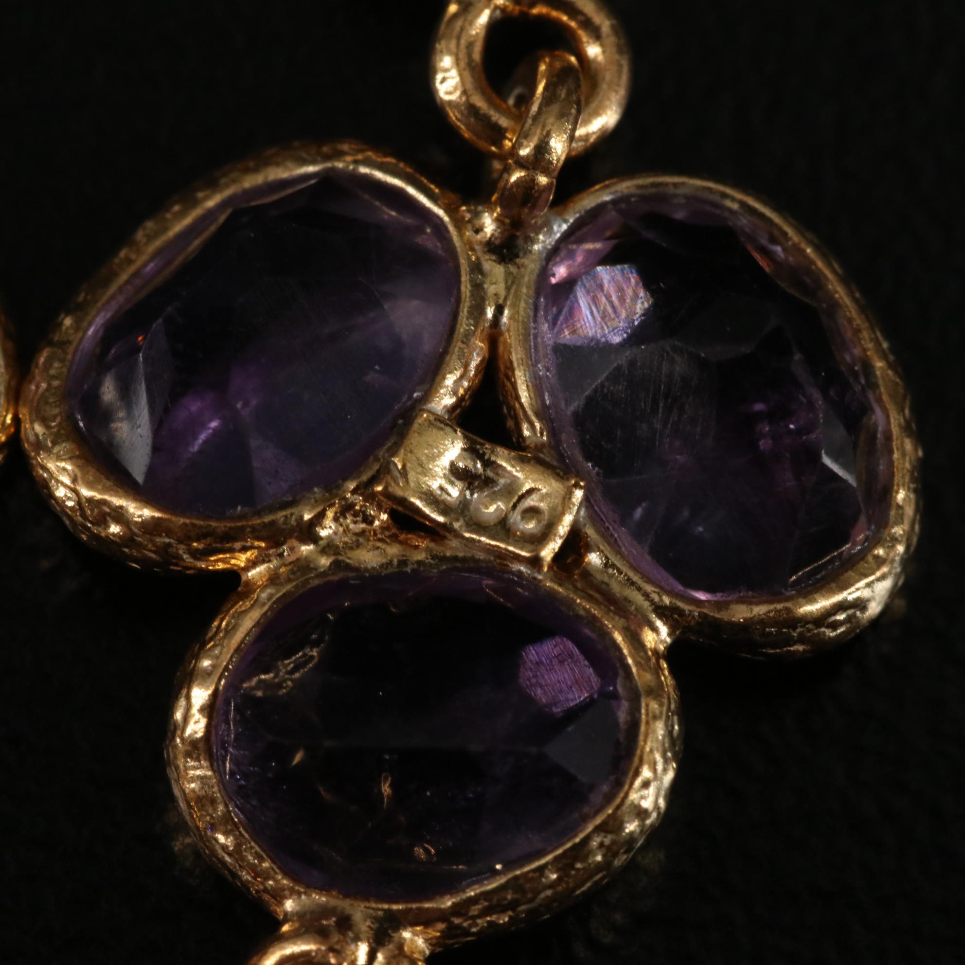 Sterling Citrine and Amethyst Dangle Earrings