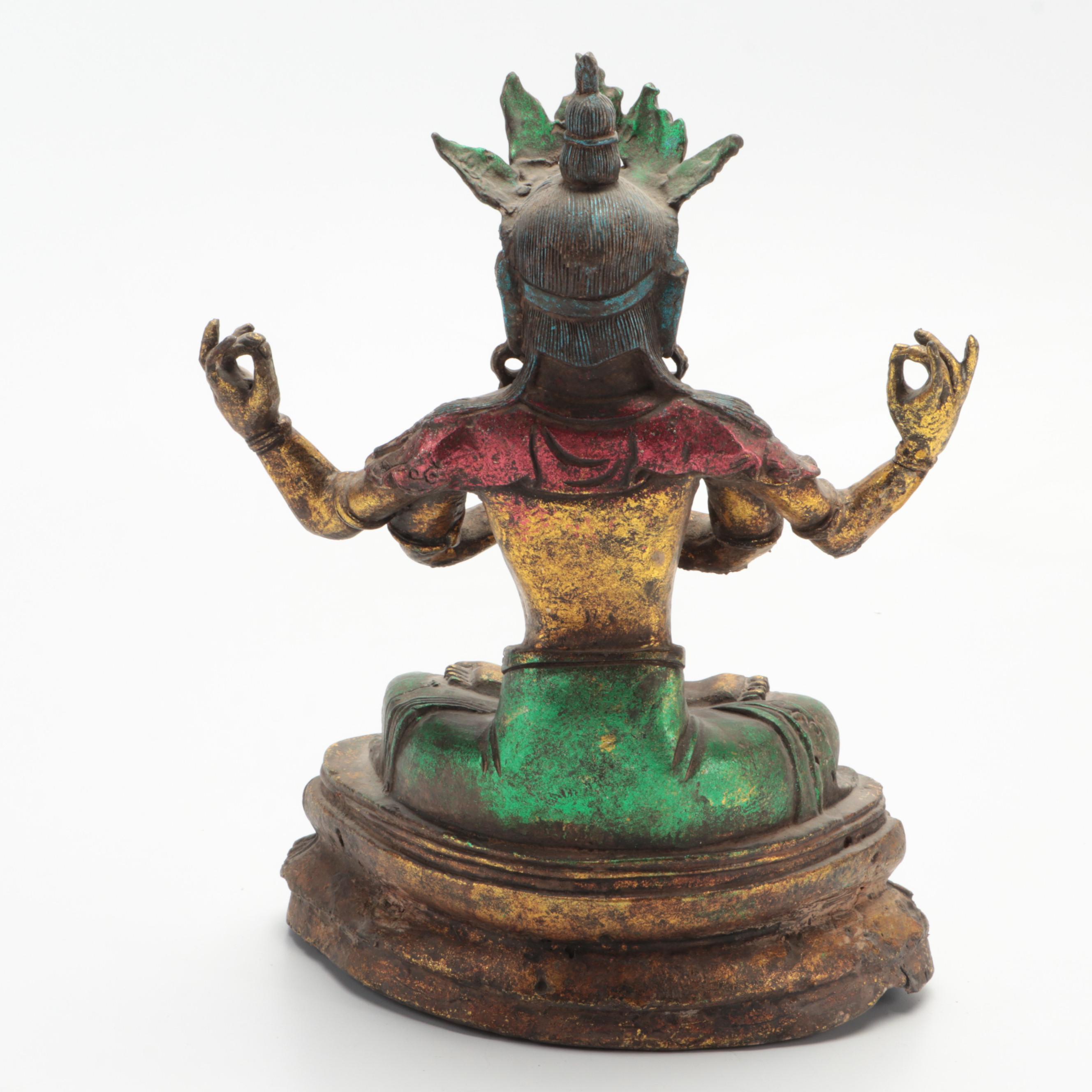 Tibetan Buddhist Cast Metal Deity and Amitabha Buddha Sculptures